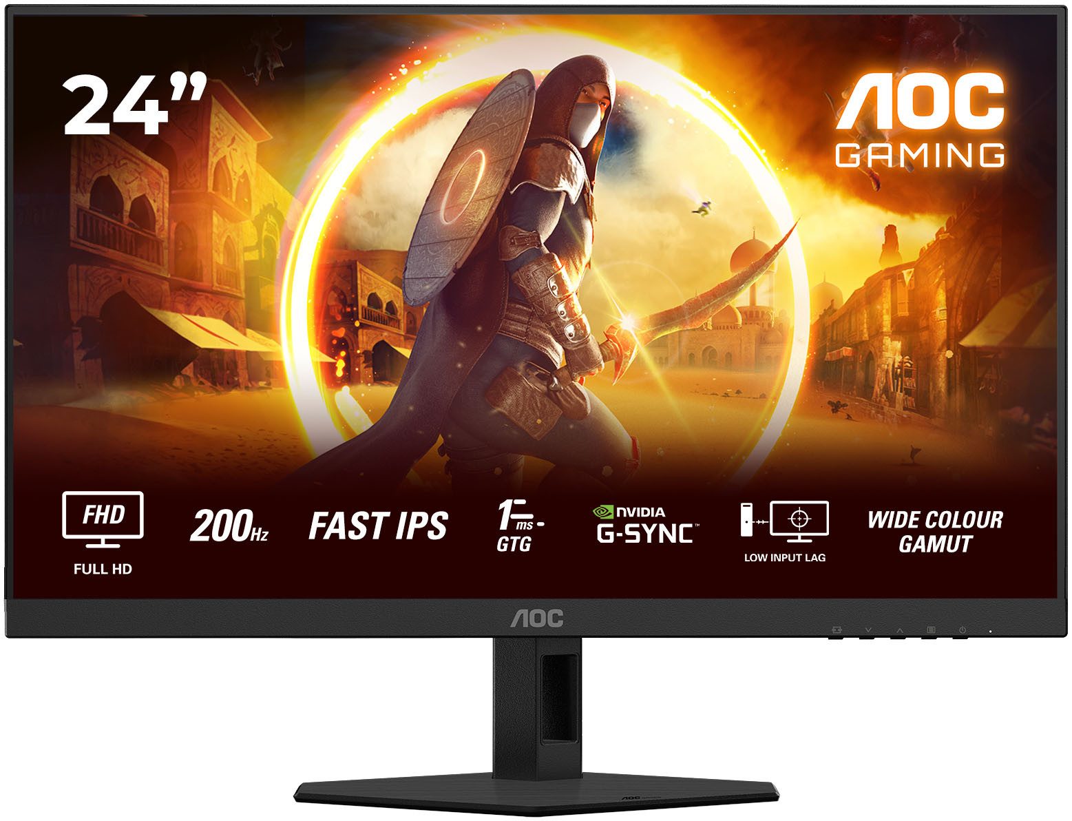 AOC 24G4HRE LED-Monitor (61 cm/24 ", 1920 x 1080 px, Full HD, 1 ms Reaktionszeit, 200 Hz, Fast-IPS)