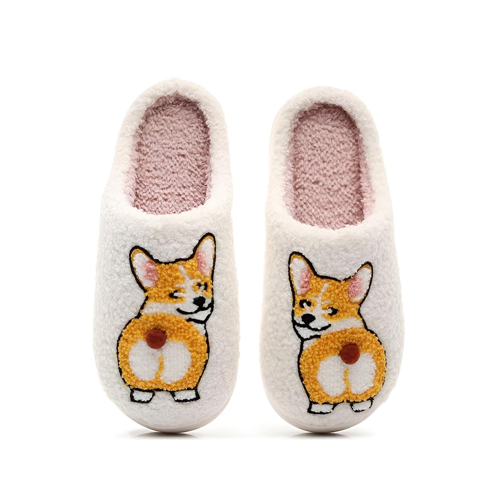 Corimori mit netten Motiven, Gr. 34-44, Antirutsch & bequem Plüsch Hausschuhe (Packung, Geschenk) Corgi Pantoffeln für Kinder und Erwachsene, EU Größe 36-37