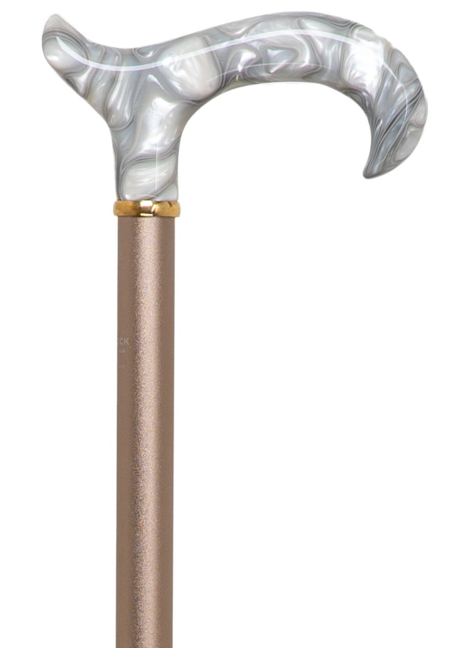 Stockshop Gehstock Step-Derby PERLMUTT, Derbygriff, Leichtmet., höhenverst., Gummipuff.