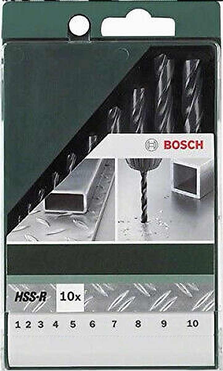 BOSCH Bohrer- 10-tl. Bosch Stahlbohrer und HSS-R 338 Metallbohrer-Set Bohrer 1-10mm DIN Bitset
