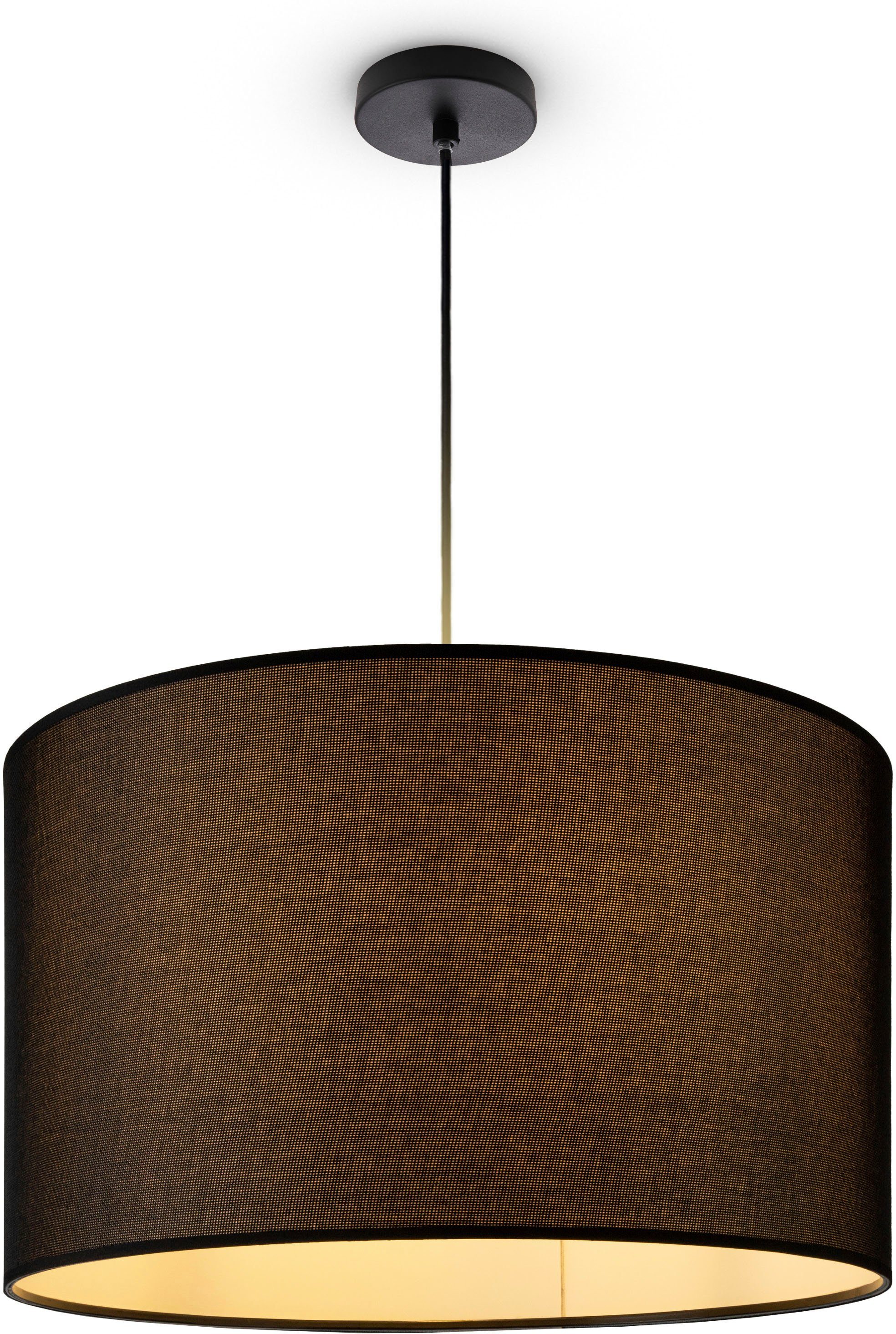 Paco Uni Modern HUGO Leuchtmittel, Skandinavisch Home CANVAS Lampenschirm ohne schwarz Pendelleuchte COLOR, schwarz Pendelleuchte UNI Stoff Wohnzimmer