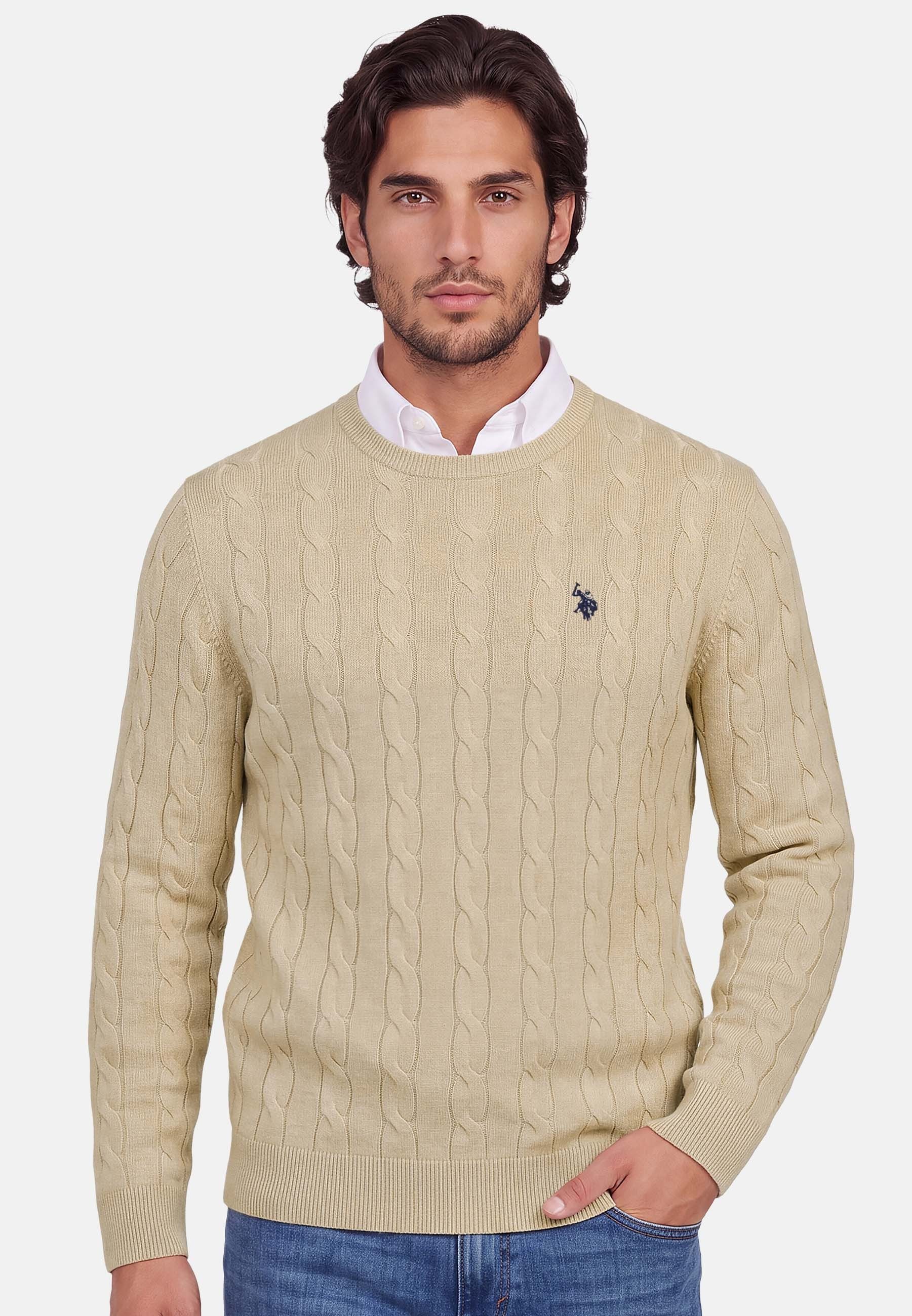 U.S. Polo Assn. Rundhalspullover USHenreyy – mit Zopfmuster und Rundhalsausschnitt