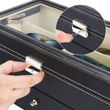 Kurtzy Organizer Schwarze Aufbewahrungsbox für abschließbare Sonnenbrillen und Uhren, Lockable Sunglasses and Watch Storage Box - Black