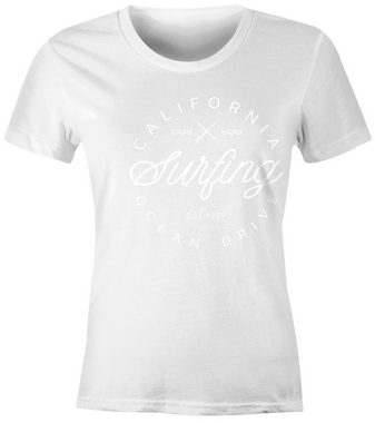 Neverless Print-Shirt Damen T-Shirt California Surfing Ocean Drive Summer Slim Fit Neverless® mit Print