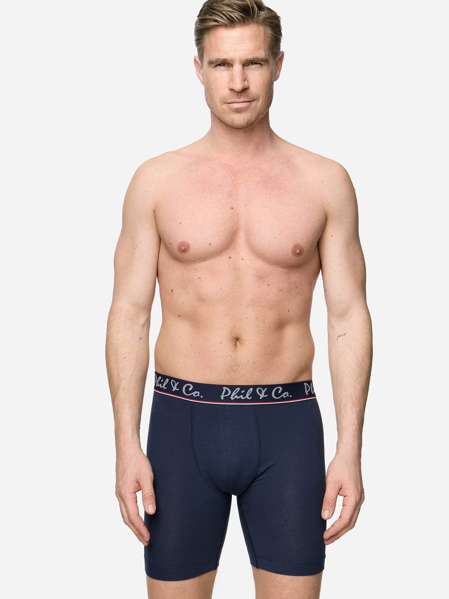 Phil & Co. Langer Boxer Long Boxer Briefs - langes Bein - Jersey - ohne störendes Etikett (3-St) Retroshorts Boxershorts Multipack Mehrpack Baumwolle Herren 3-P – Bild 5 von 5