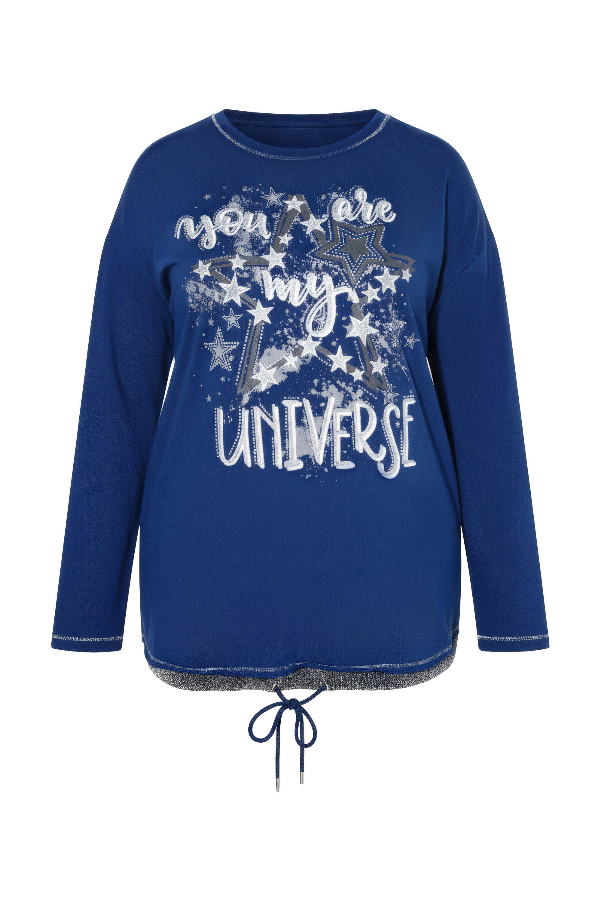 Sweatshirt Sweatshirt Loose Fit Universe-Print Saum-Tunnelzug