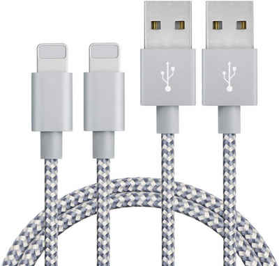 Quntis »iPhone Ladekabel MFi-Zertifiziert« USB-Kabel, Nylon rosa 3Pack 2M