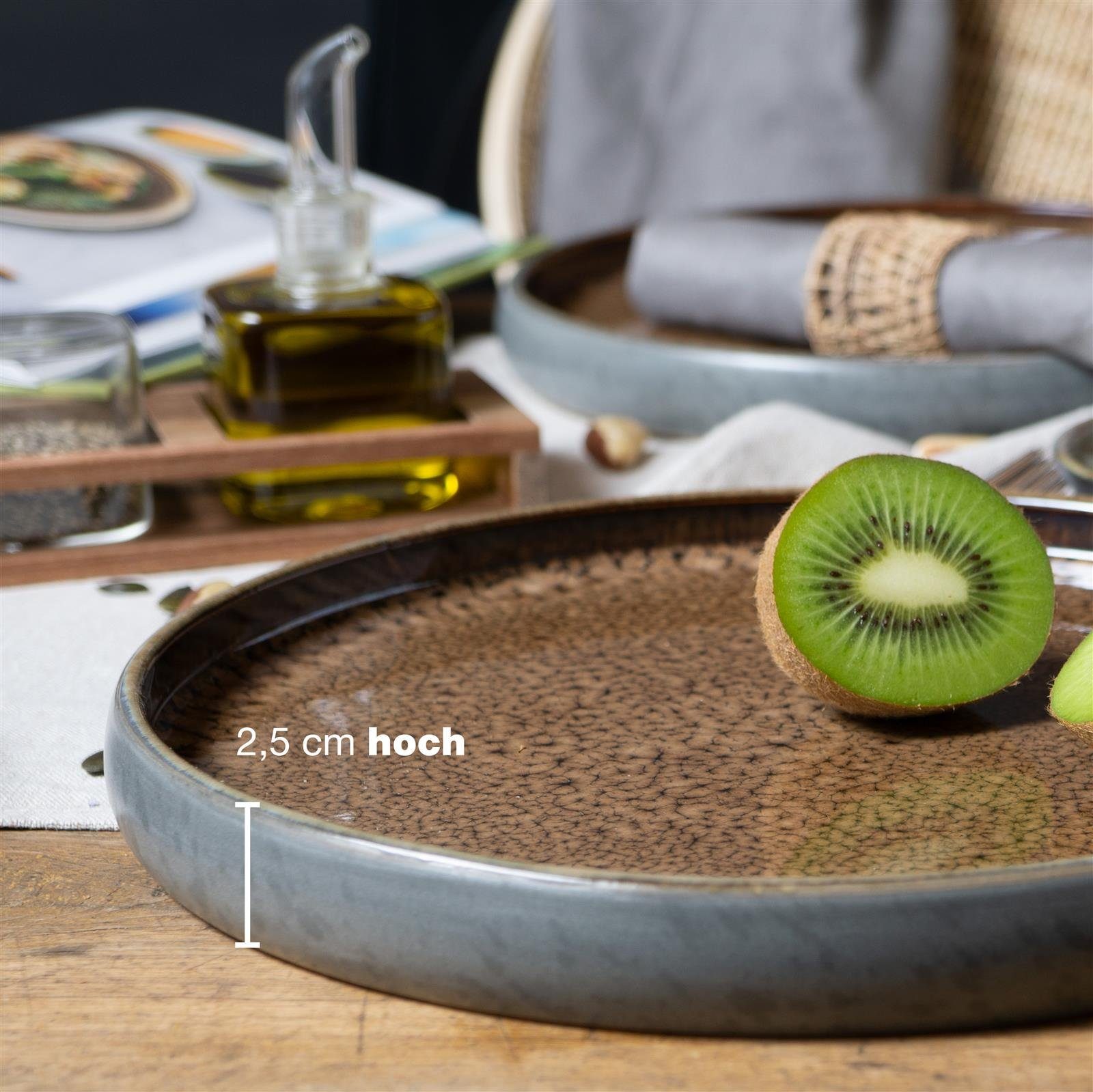 Moritz & Moritz Tafelservice Moritz & Moritz SOLID 4x Dinnerteller Beige (4-tlg), 4 Personen, Steinzeug, Geschirrset zum Servieren