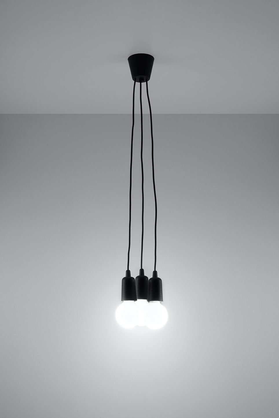 Esstisch Pendelleuchte 90cm ohne Licht-Erlebnisse Schwarz NESSA, verstellbar Wohnzimmer Leuchtmittel, 3-flmg Retro Hängelampe