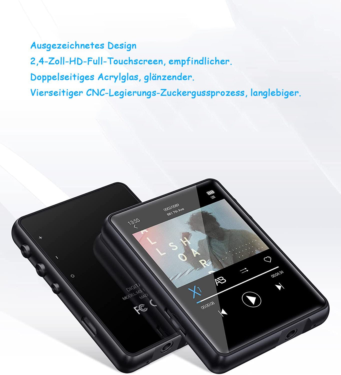 5.0, MP3-Player GelldG Bluetooth HiFi MP3-Player MP3 16GB Player Touchscreen