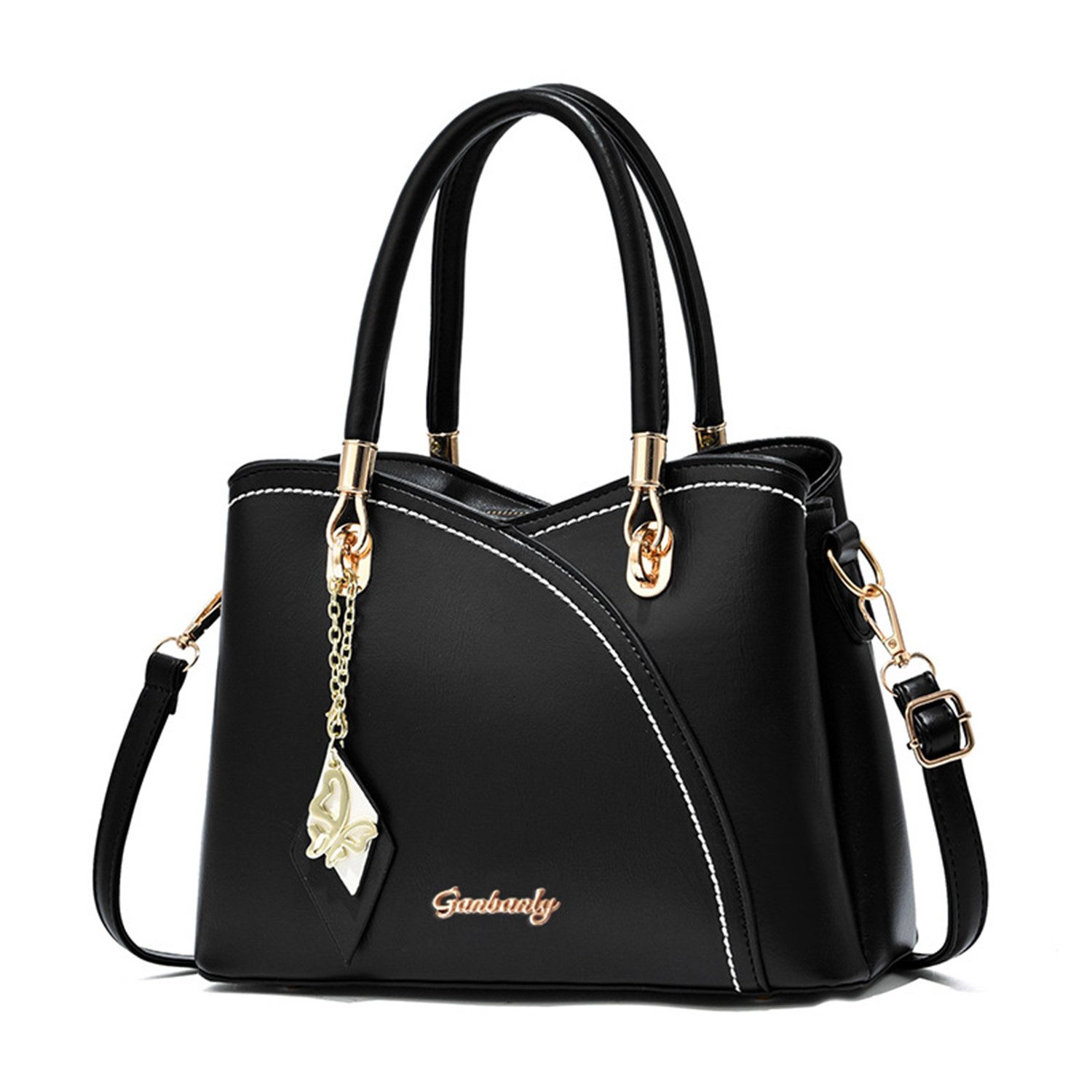 Henkeltasche Damen Handtasche Arbeitstasche Schultertasche Schwarz