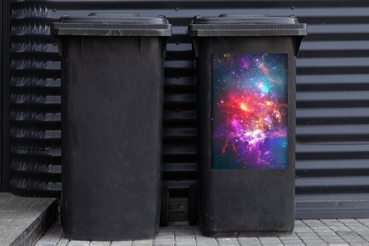 Container, Wandsticker (1 - Farben Abfalbehälter Sticker, Mülleimer-aufkleber, Weltraum Mülltonne, MuchoWow - St), Sterne