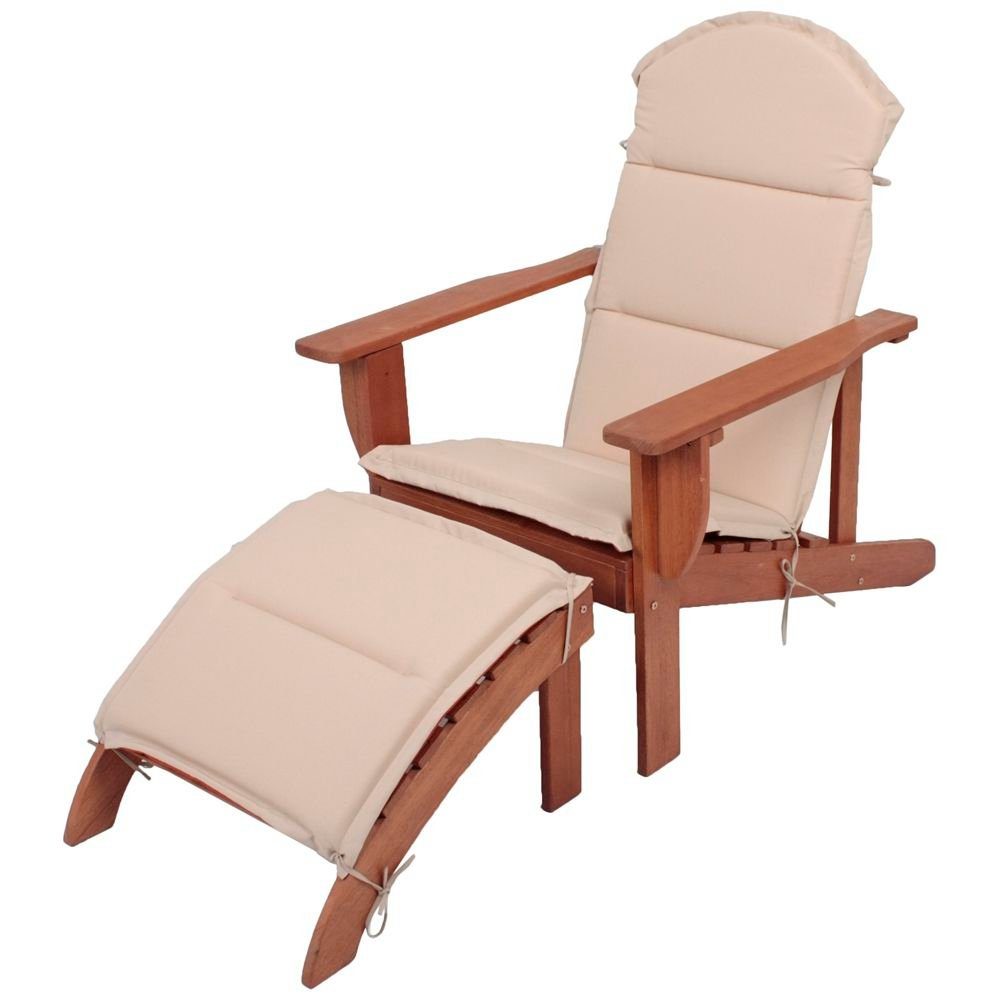 Lomadox Gartenstuhl HGA-120, Adirondack Chair HENGELO-120, mit Auflage B/H/T ca. 142x93x70cm