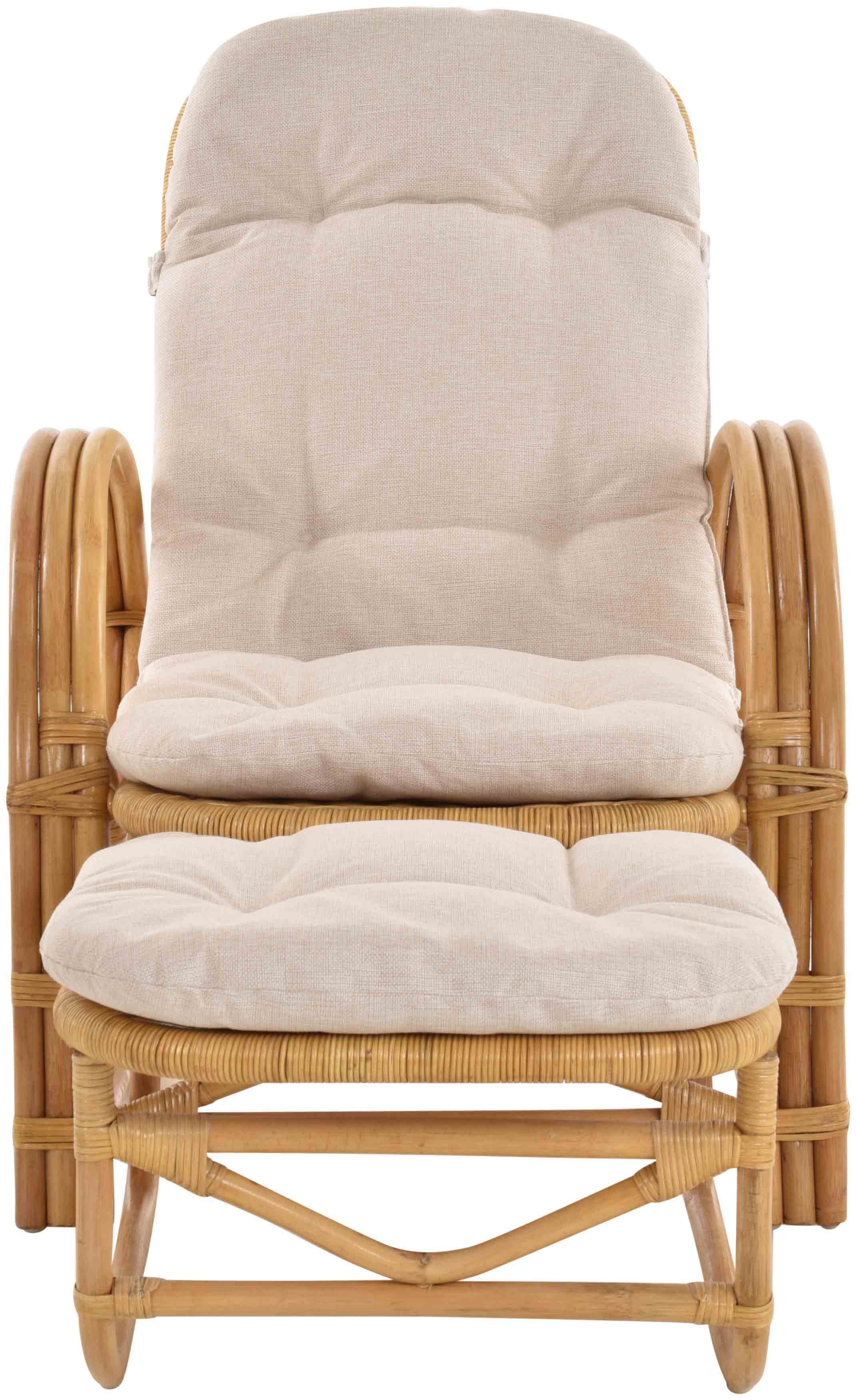Krines Home Loungesessel Rattanliege Liegesessel klappbar mit Hocker Relax Liegestuhl Liege, mit Relaxfunktion