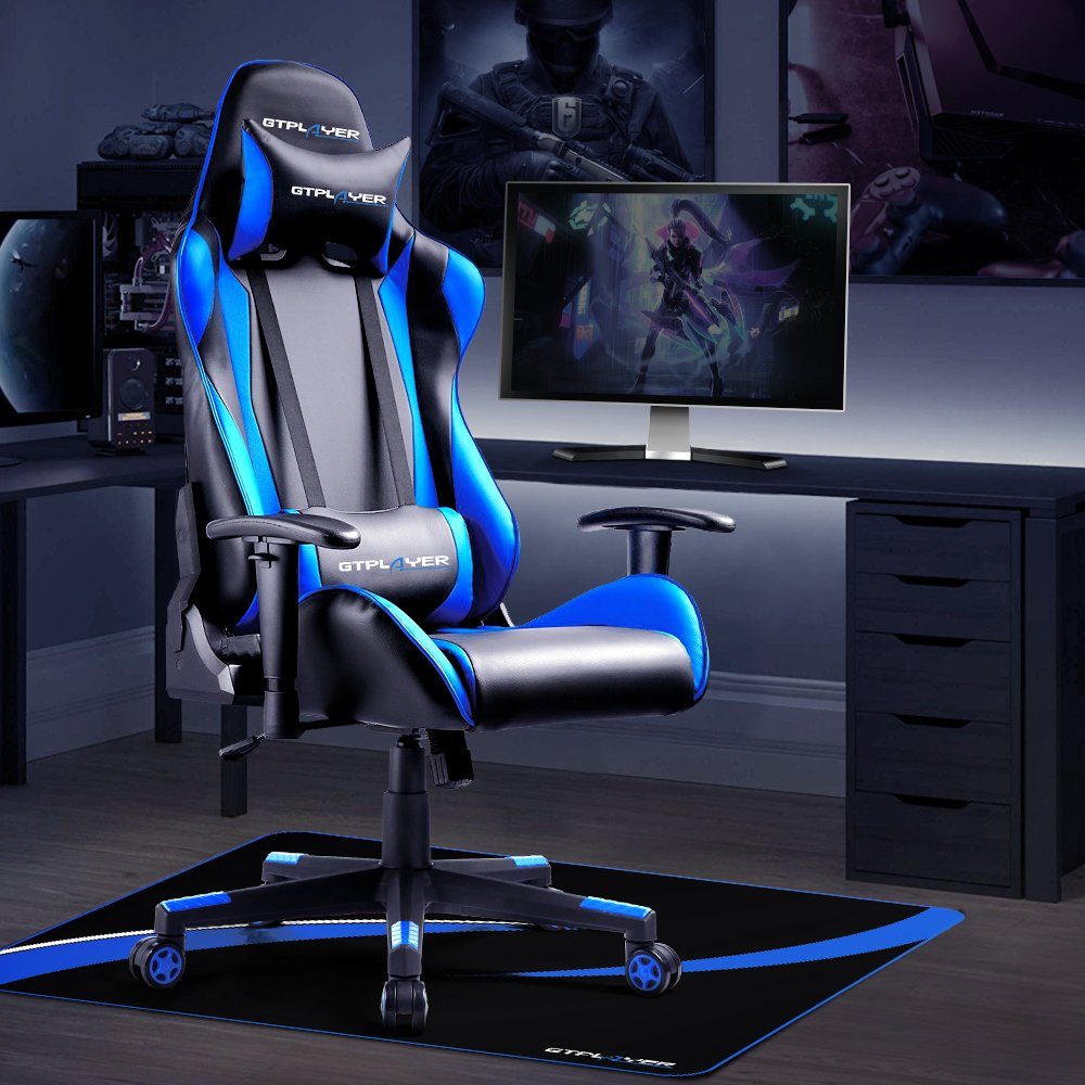 Gaming-Stuhl-Unterlage Anti-Rutsch GTPLAYER cm 110 x GTPLAYER pflegeleicht Stuhlmatte Bodenschutzmatte Blau 90 ►Bürostuhl