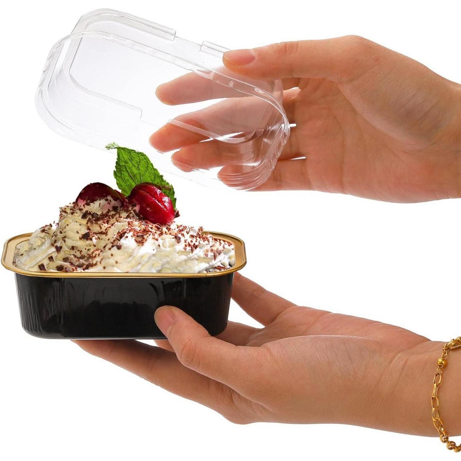 LuxusKollektion Muffinform Alufolie Backformen mit Deckel 60 Stück, 150ml Einweg-Ramekins