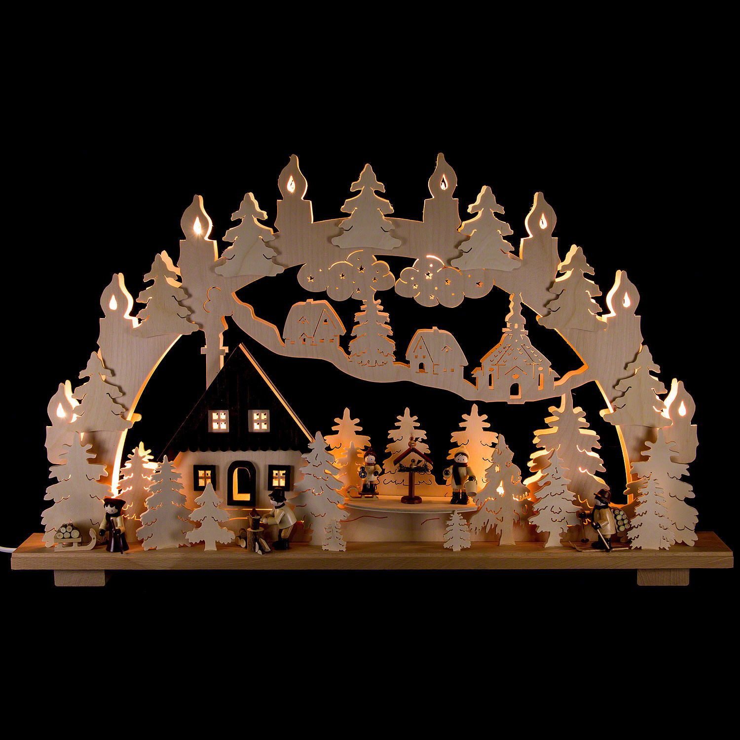 Erzgebirge-Palast Schwibbogen Schwibbogen Waldhaus (70x43cm) von Schwibbola