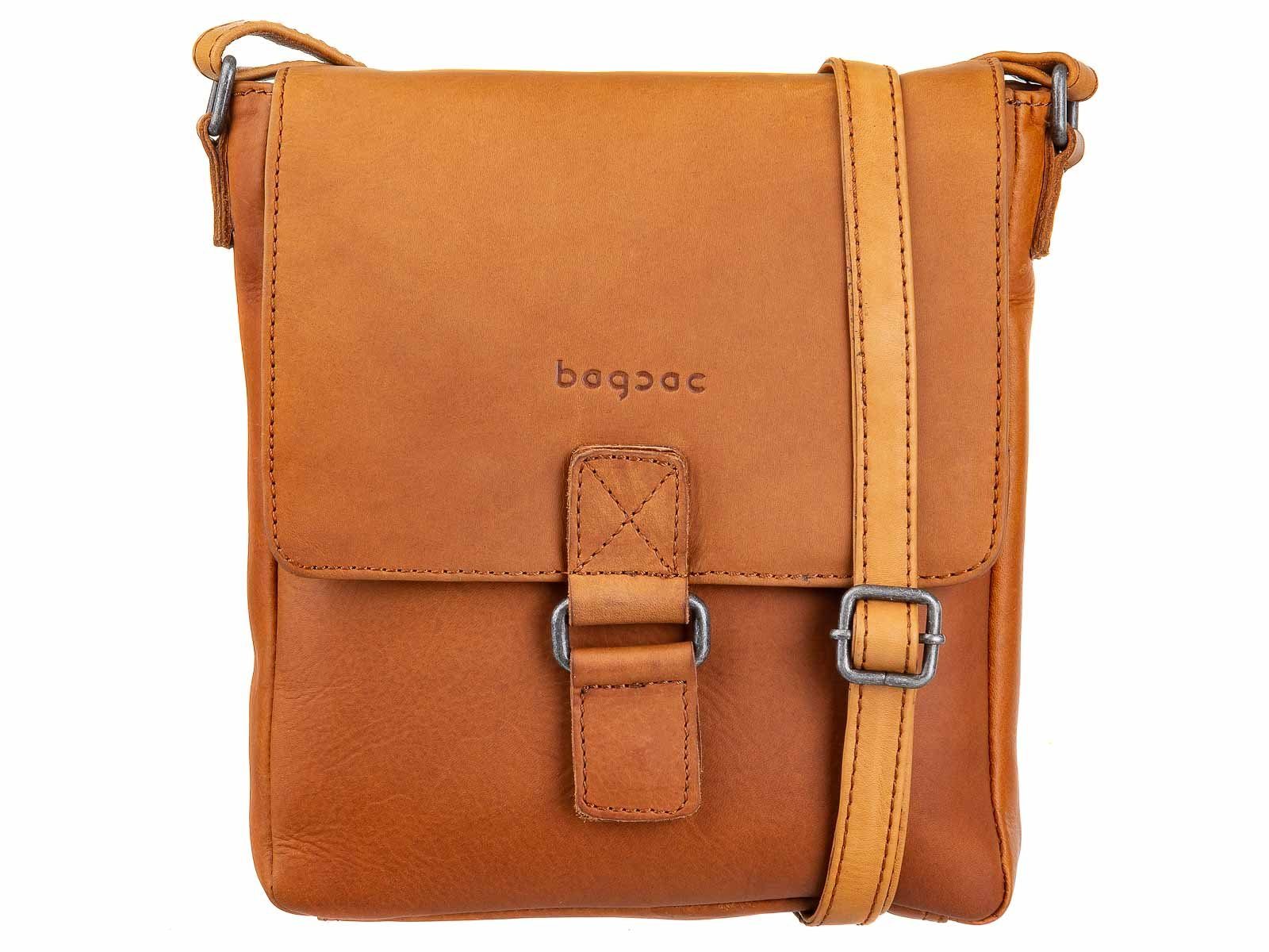 Bagsac Umhängetasche Unisex Leder Umhängetasche B488004 (ein Stück, 1-tlg., ca. B/H/T 21/23/4 cm), geprägtes Logo