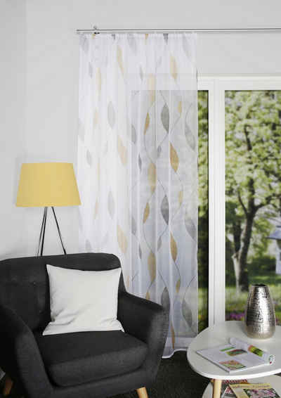 Vorhang PAOLO, HOME WOHNIDEEN, Kräuselband (1 St), transparent, Voile, Kräuselbandschal bedruckt