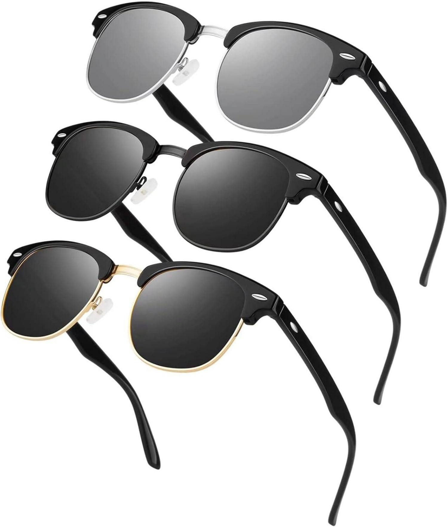 Retrosonnenbrille Polarisierte Retro-Sonnenbrille Halbrahmen UV400 für Herren Damen