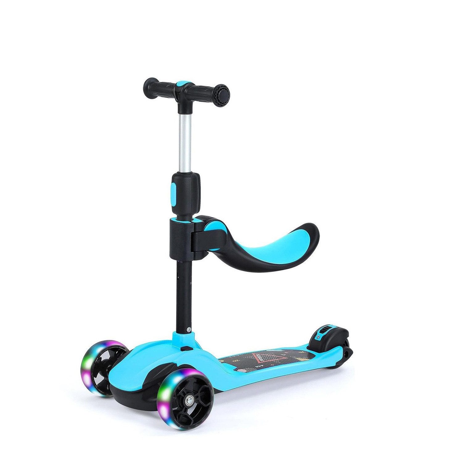 OUNUO Dreiradscooter Kinderroller mit Klappsitz, höhenverstellbar, mit LED, für 2 Jahre ab