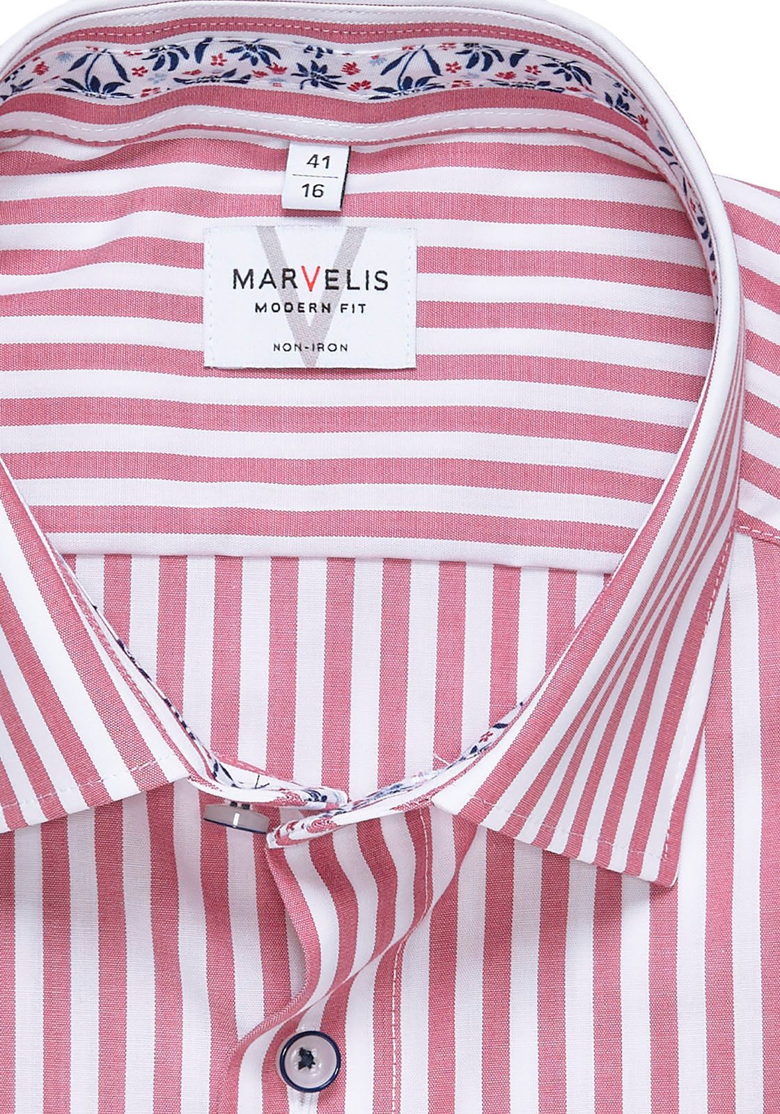 MARVELIS Kurzarmhemd Businesshemd, modern fit, bügelfrei, Kentkragen