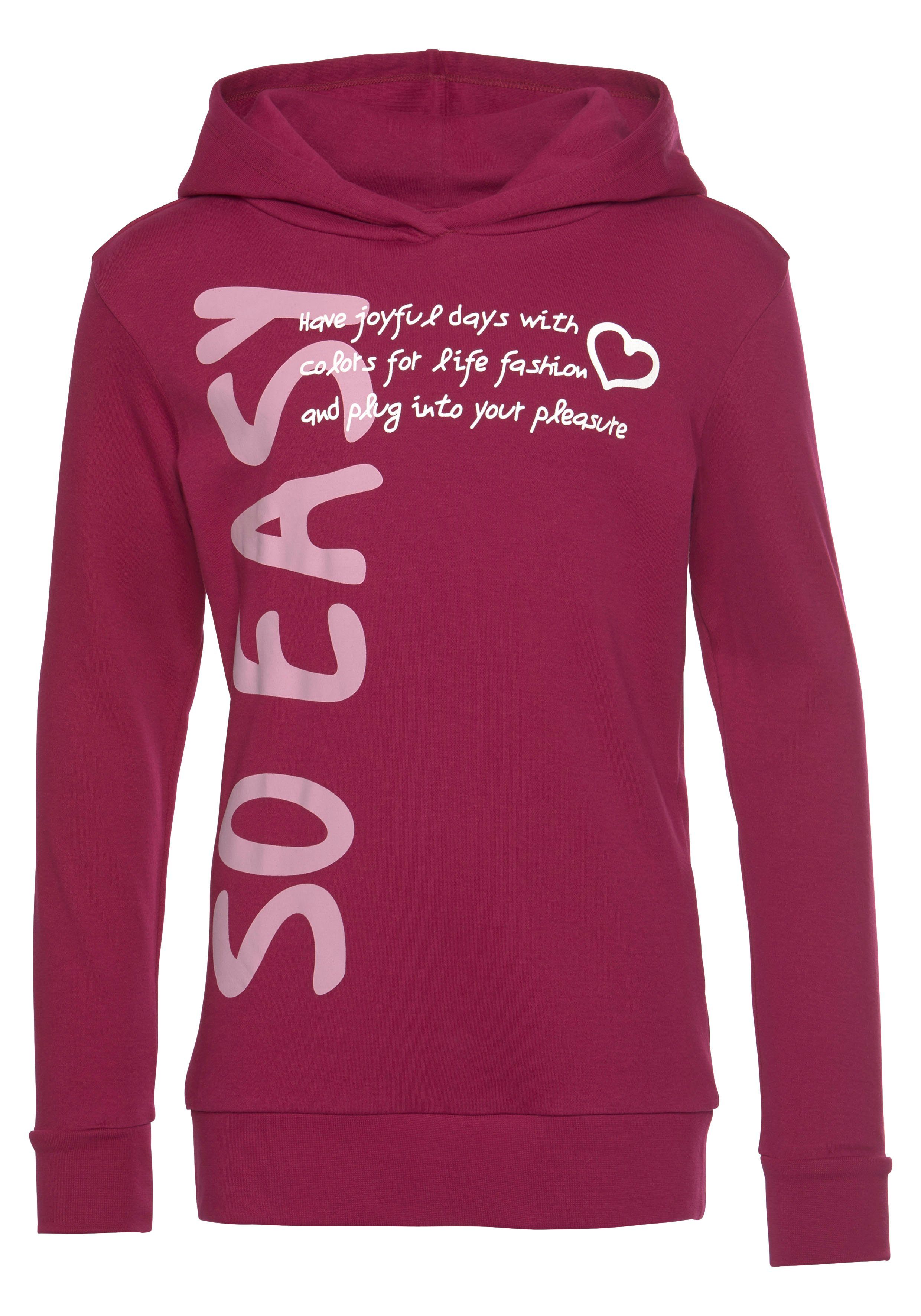KIDSWORLD Kapuzenshirt SO EASY - Print Langarm, Basic-Passform, mit modischen Drucken. Reduzierter Preis € 20,99. Unverbindliche Preisempfehlung € 24,99, (€ 20,99 pro 1 Stk)