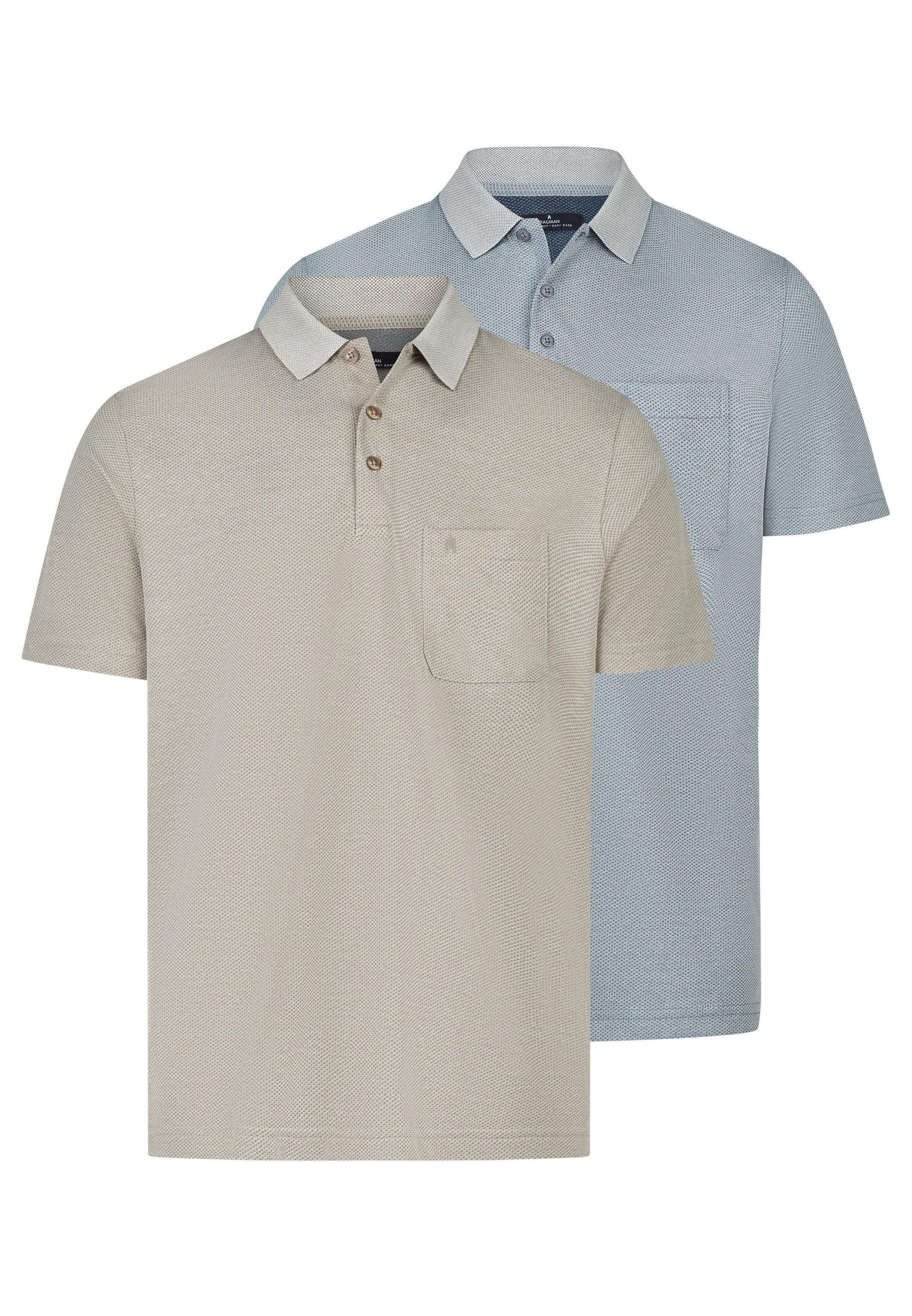 RAGMAN Poloshirt 2er Pack Basic (Spar-Set, 2-tlg) Poloshirt - Baumwolle - Atmungsaktiv - Dezentes Jacquard-Muster
