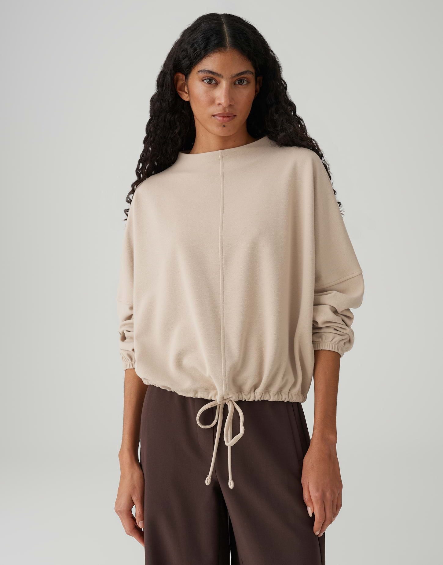 OPUS Sweatshirt GUMIPA mit softer Oberfläche Weite Passform, schmal zulaufend, überschnittene Schulter, Funnel Neck