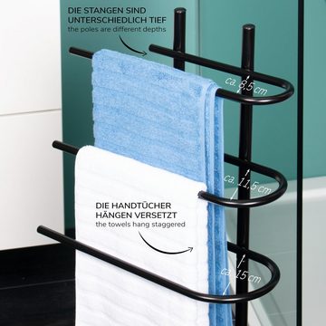 bremermann Handtuchhalter Stand-Handtuchhalter freistehend, 3 Stangen, Handtuchständer, schwarz