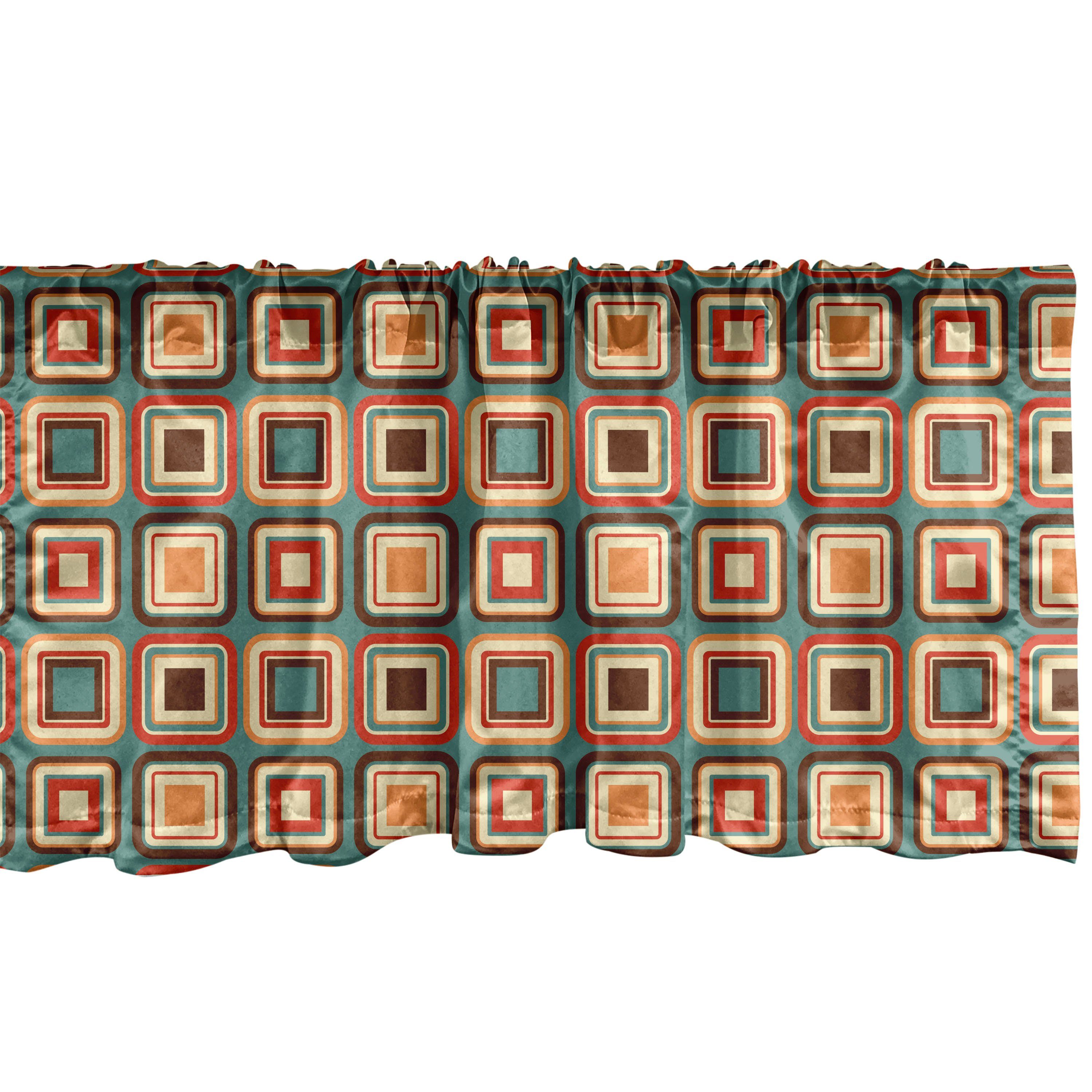 Scheibengardine Vorhang Volant für Küche Schlafzimmer Dekor mit Stangentasche, Abakuhaus, Microfaser, Modern geometrisch Abgerundete