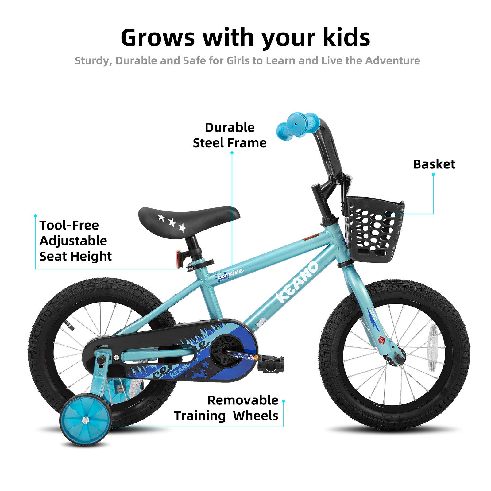JOYSTAR Kinderfahrrad 14/16 Zoll fahrrad für 3-8 Jahre Jungen,Mädchen,Geschenke für Kinder, Mit Stützrädern, Korb, geschlossenem Kettenschutz und bunten Graffitis