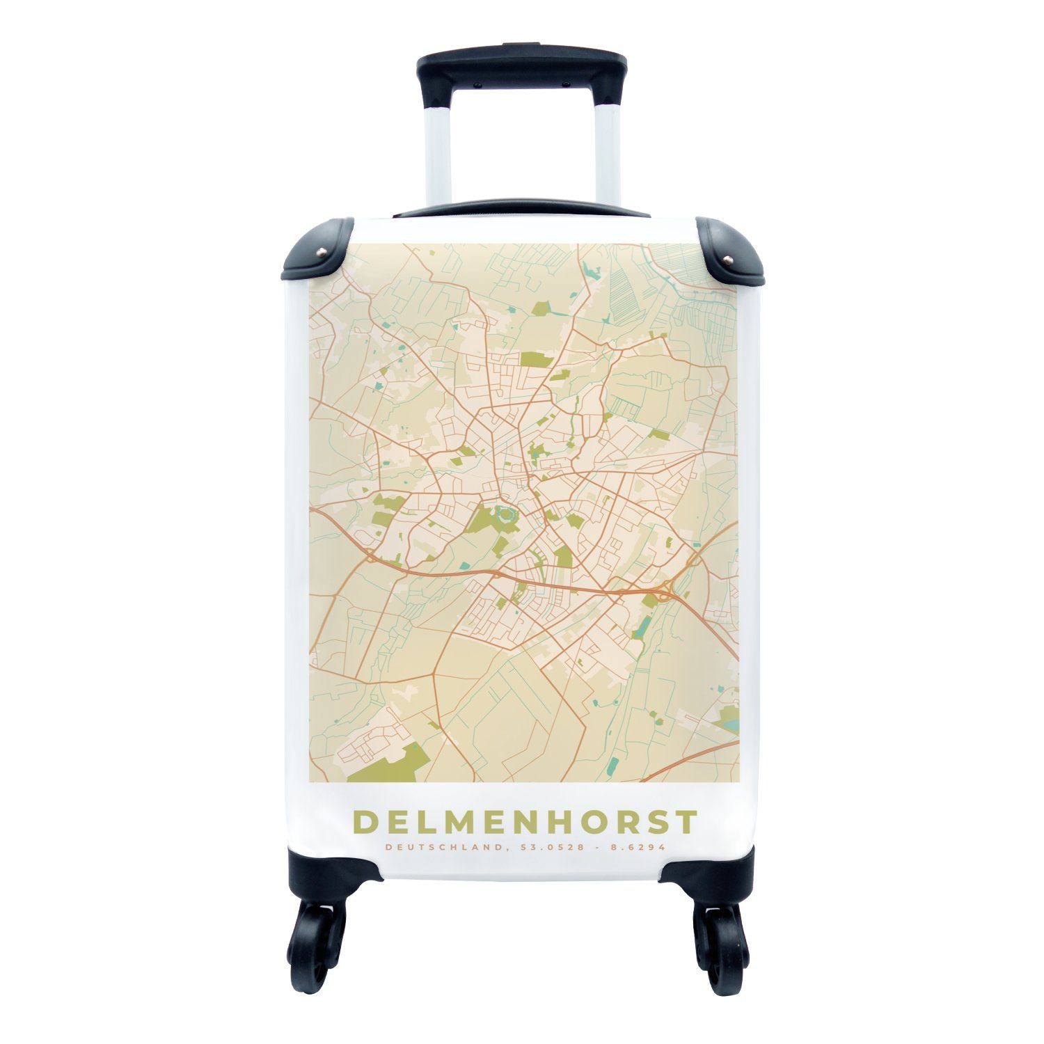 Karte Reisekoffer Reisetasche Delmenhorst Vintage, Rollen, - rollen, Karte - - Handgepäck für MuchoWow Ferien, Trolley, Handgepäckkoffer mit - Stadtplan 4