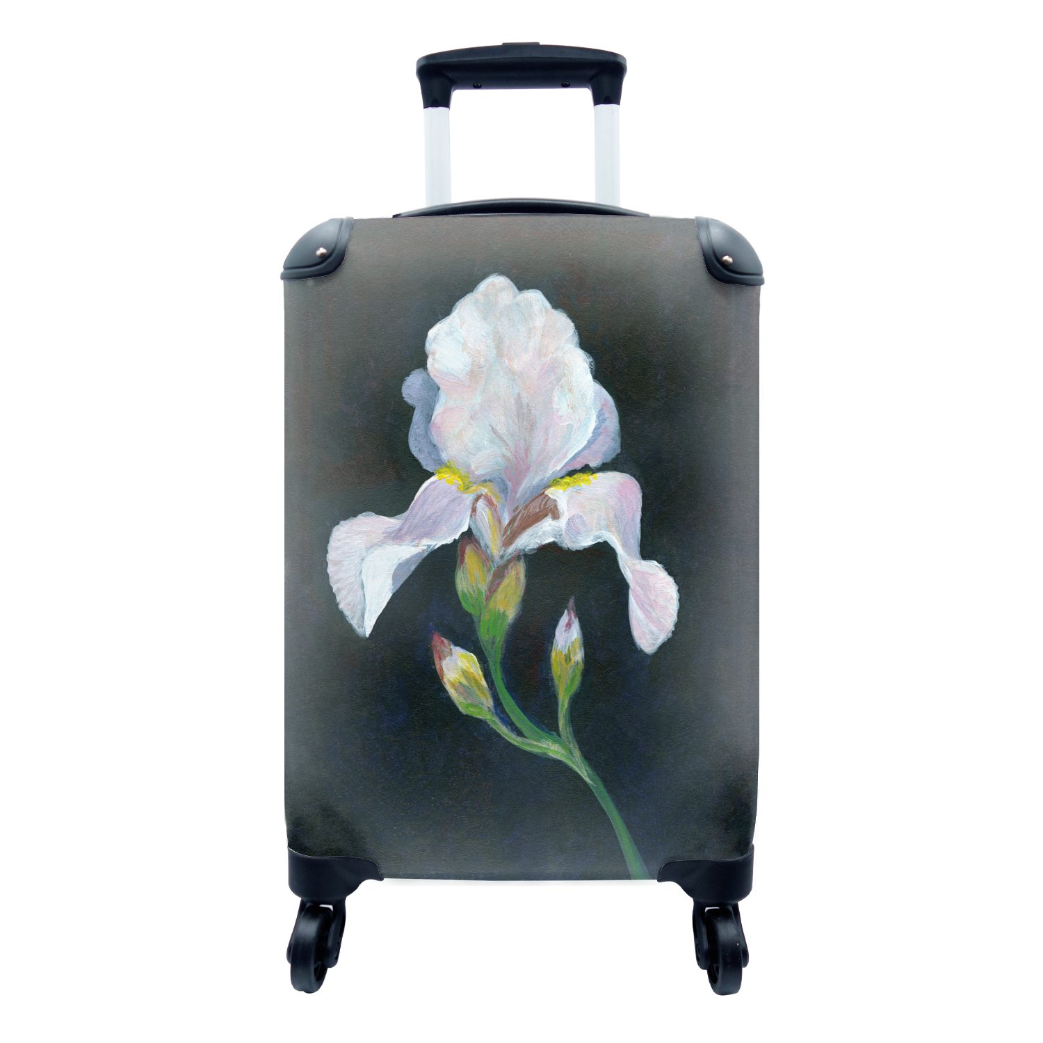 MuchoWow Handgepäckkoffer Iris - Blume - Weiß, 4 Rollen, Reisetasche mit rollen, Handgepäck für Ferien, Trolley, Reisekoffer