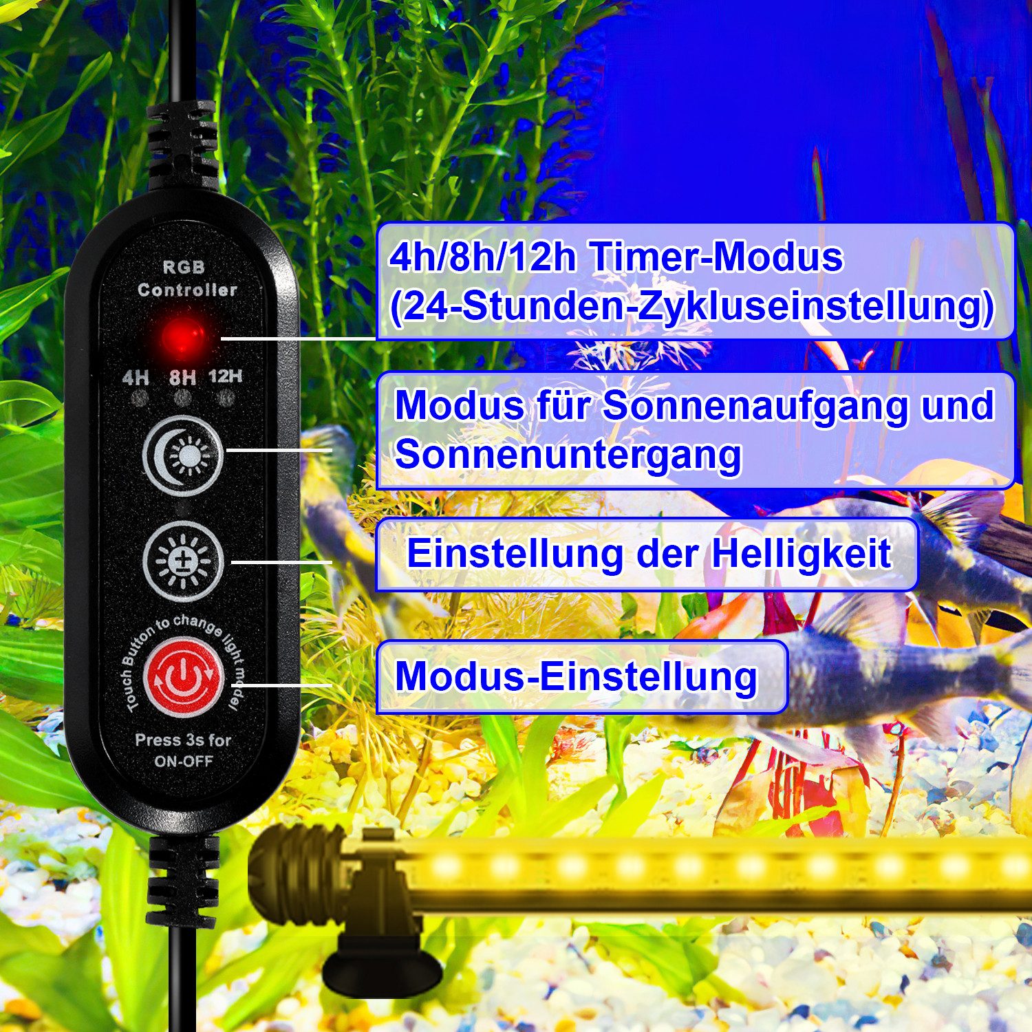 Clanmacy LED Aquariumleuchte LED Aquarium Beleuchtung Aufsetzleuchte Fisch Tank Unterwasser Lampe