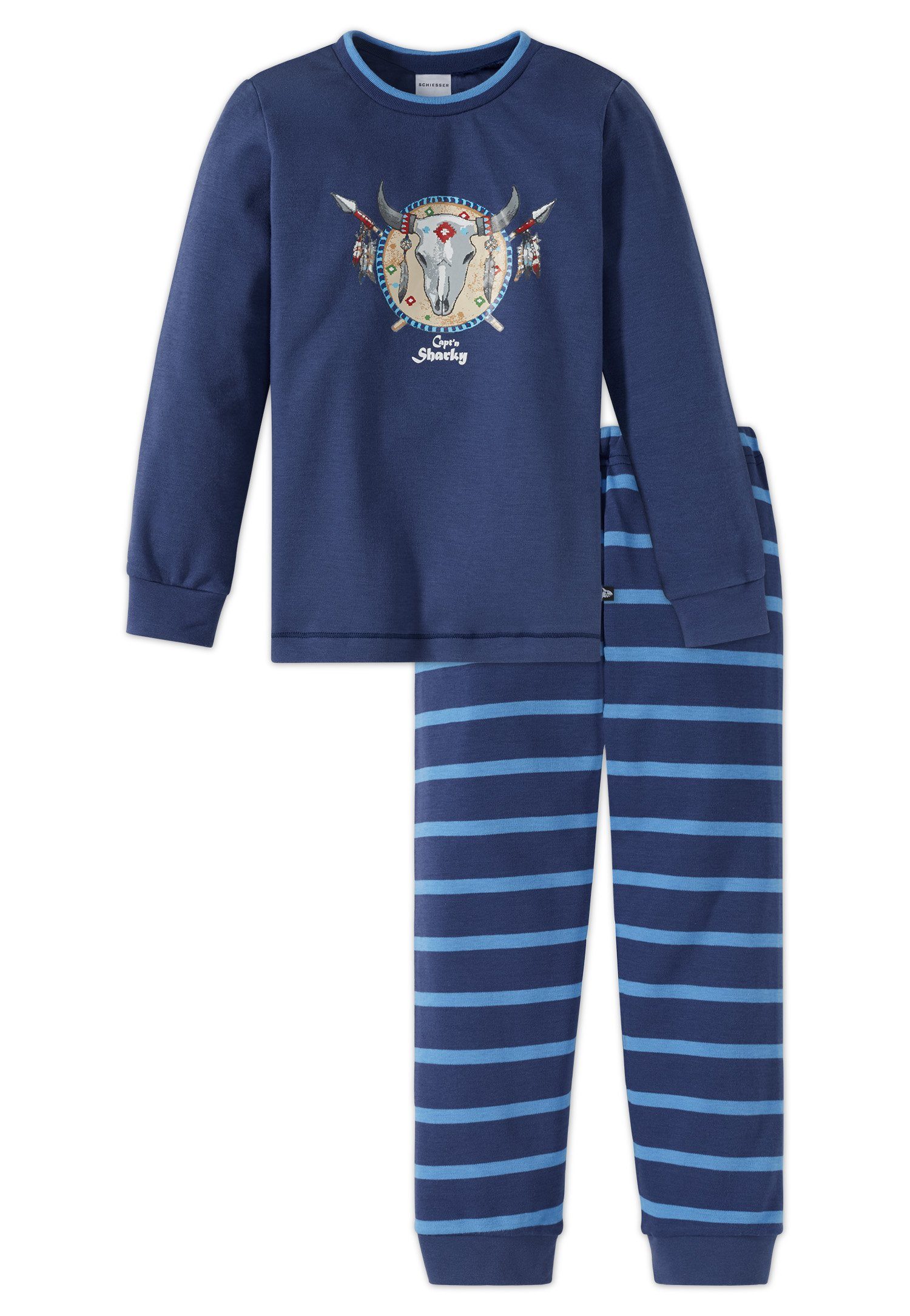 lang, Schiesser Capt´n Baumwolle (Set, Sharky Set) Schlafanzug Jungen Schlafanzug 100% Interlock,