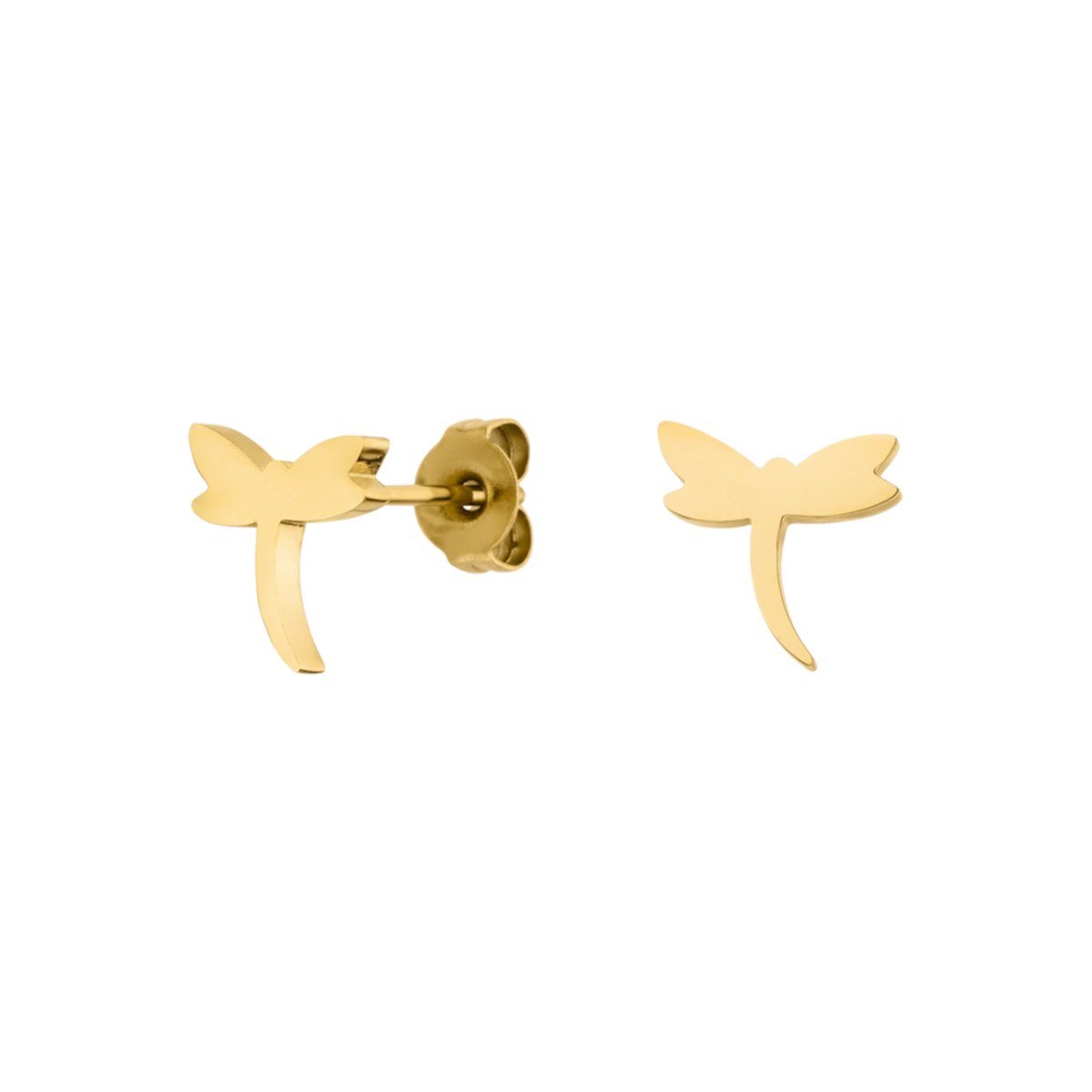 LUUK LIFESTYLE Paar Ohrstecker Libelle, wasserfest & alltagstauglich, hautverträglich, modernes Design, inklusive schöner Schmuckbox Gold