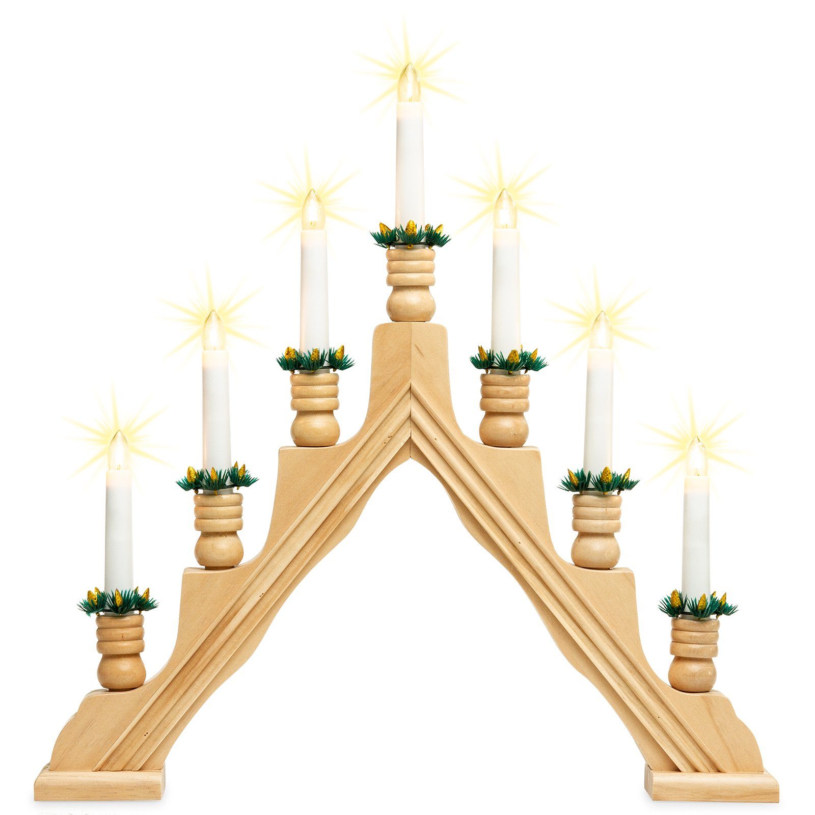 Supergünstiger Preis, große Veröffentlichung SIKORA Schwibbogen LB49 Premium Schwedenleuchter Kerzen 7 elektrischen mit B:42,5cm