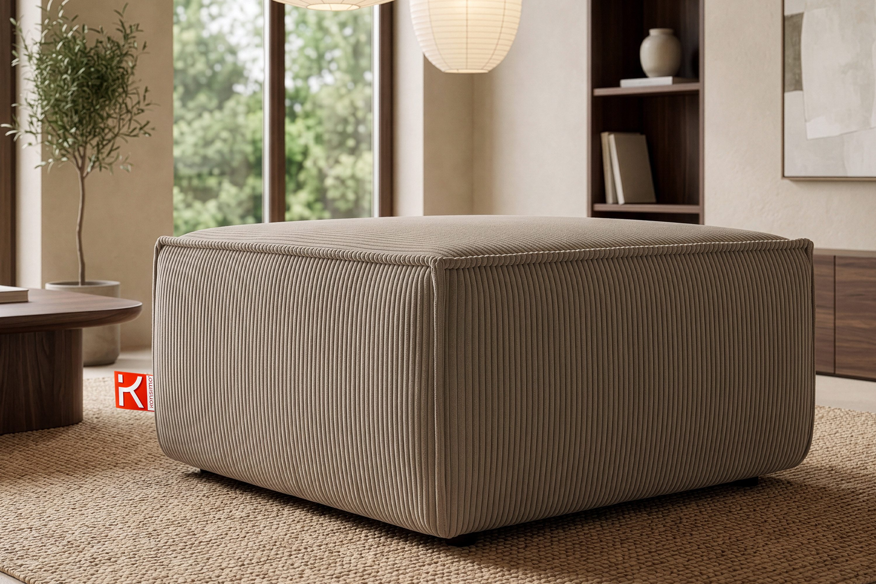 KONSIMO® Sitzhocker NAPI XXL Polsterhocker, Quadratisch 83x83 cm, hergestellt in der EU, mit Wellfedern in der Sitzfläche, Passend zur Serie, Hoher Sitzkomfort