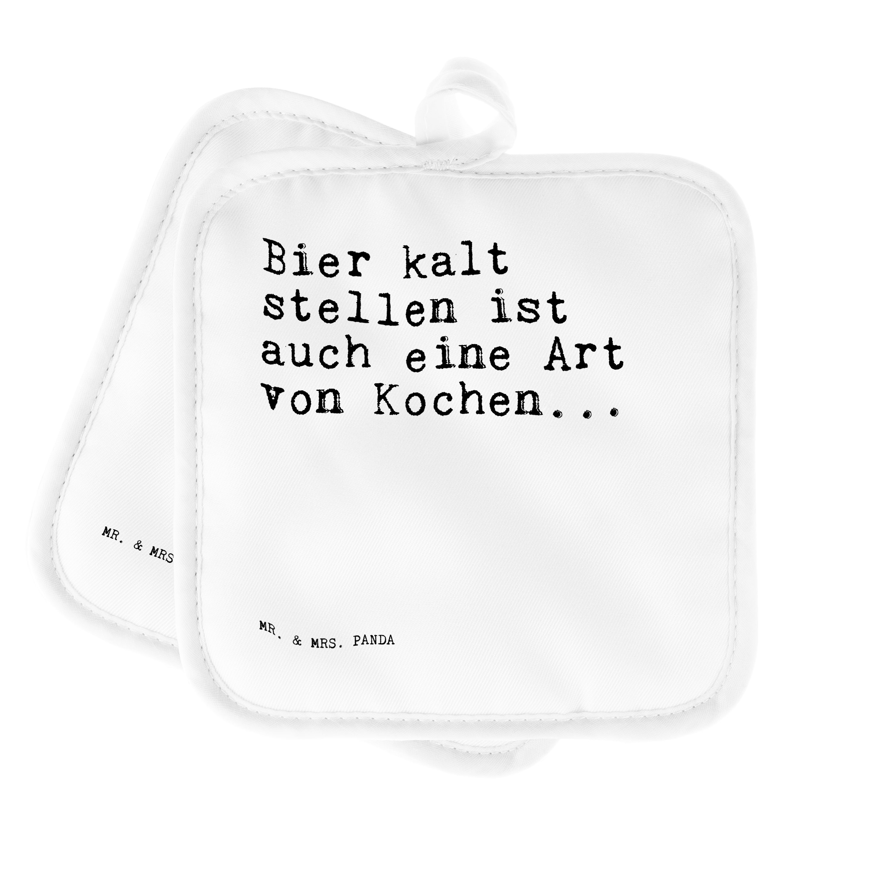 Mr. & Mrs. Panda Topflappen Bier kalt stellen ist... - Weiß - Geschenk, Mann, Topflappen, Partner, (1-tlg)