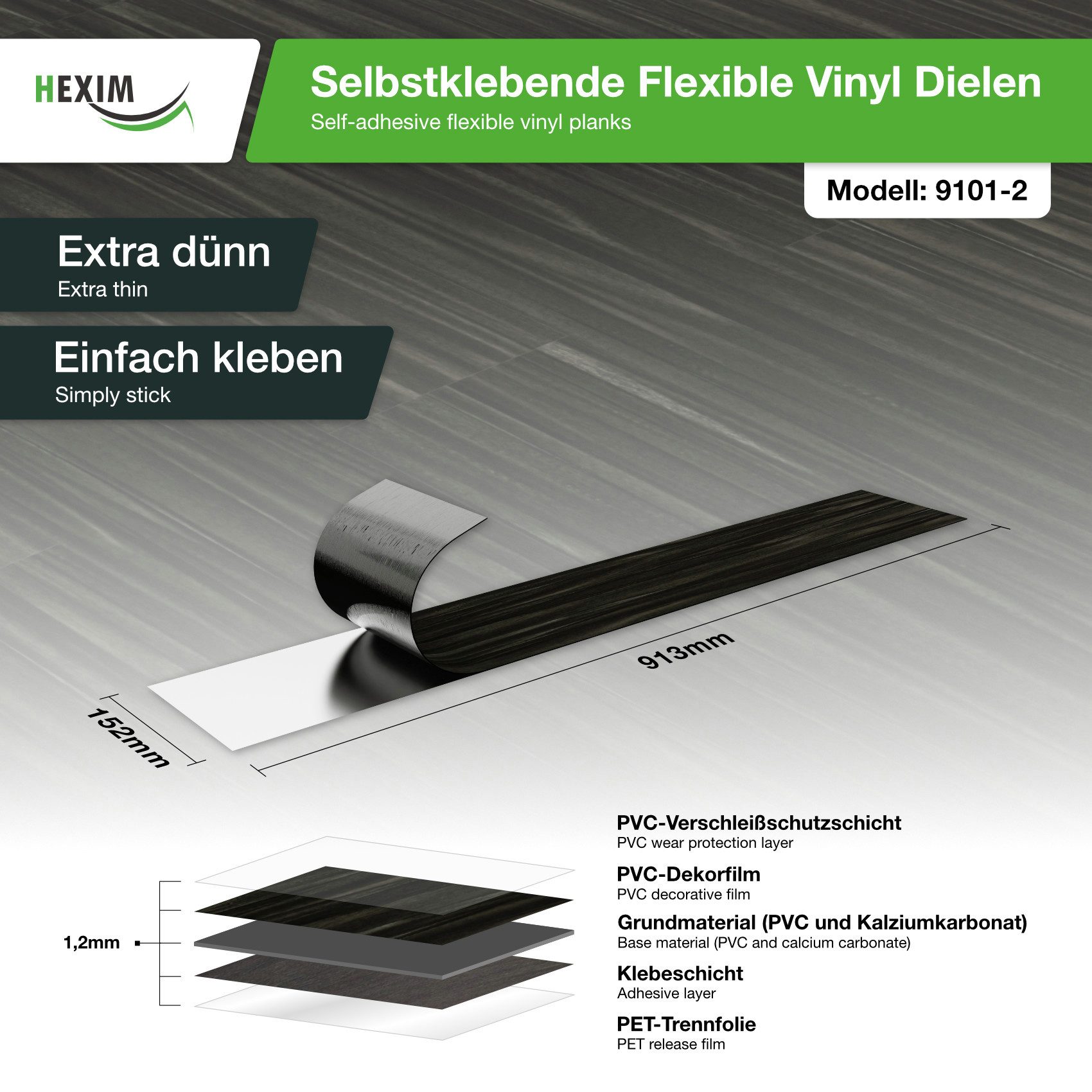 Hexim Vinylboden, Vinyldielen 0,97m² selbstklebend PVC Wandverkleidung Bode günstig online kaufen