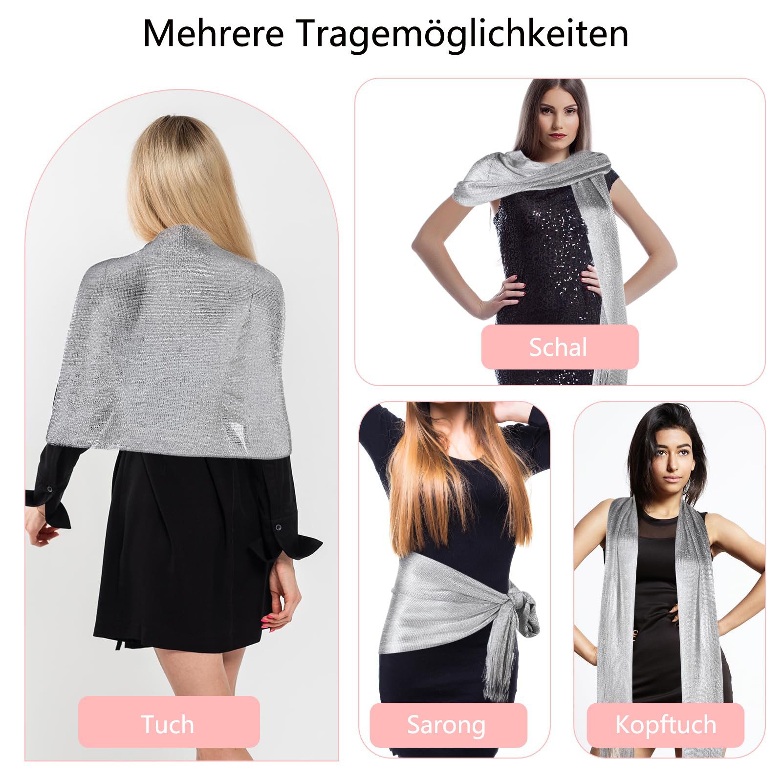 Zaewry Modeschal Schals und -Tücher für Abendveranstaltungen/Hochzeiten/Festkleider, (mit kostenloser Schnalle) – Bild 3 von 5