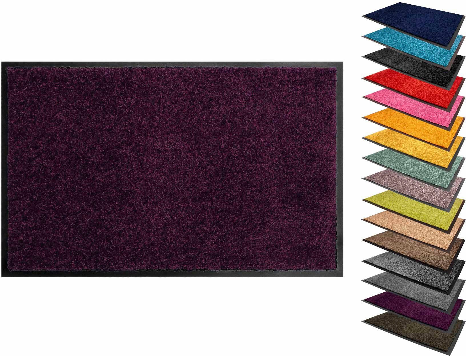 Fußmatte Schmutzfangmatte CLEAN PRO, Primaflor-Ideen Schmutzfangmatte, 8 in Textil, mm, Höhe: waschbar rechteckig, Uni-Farben, lila UV-beständig