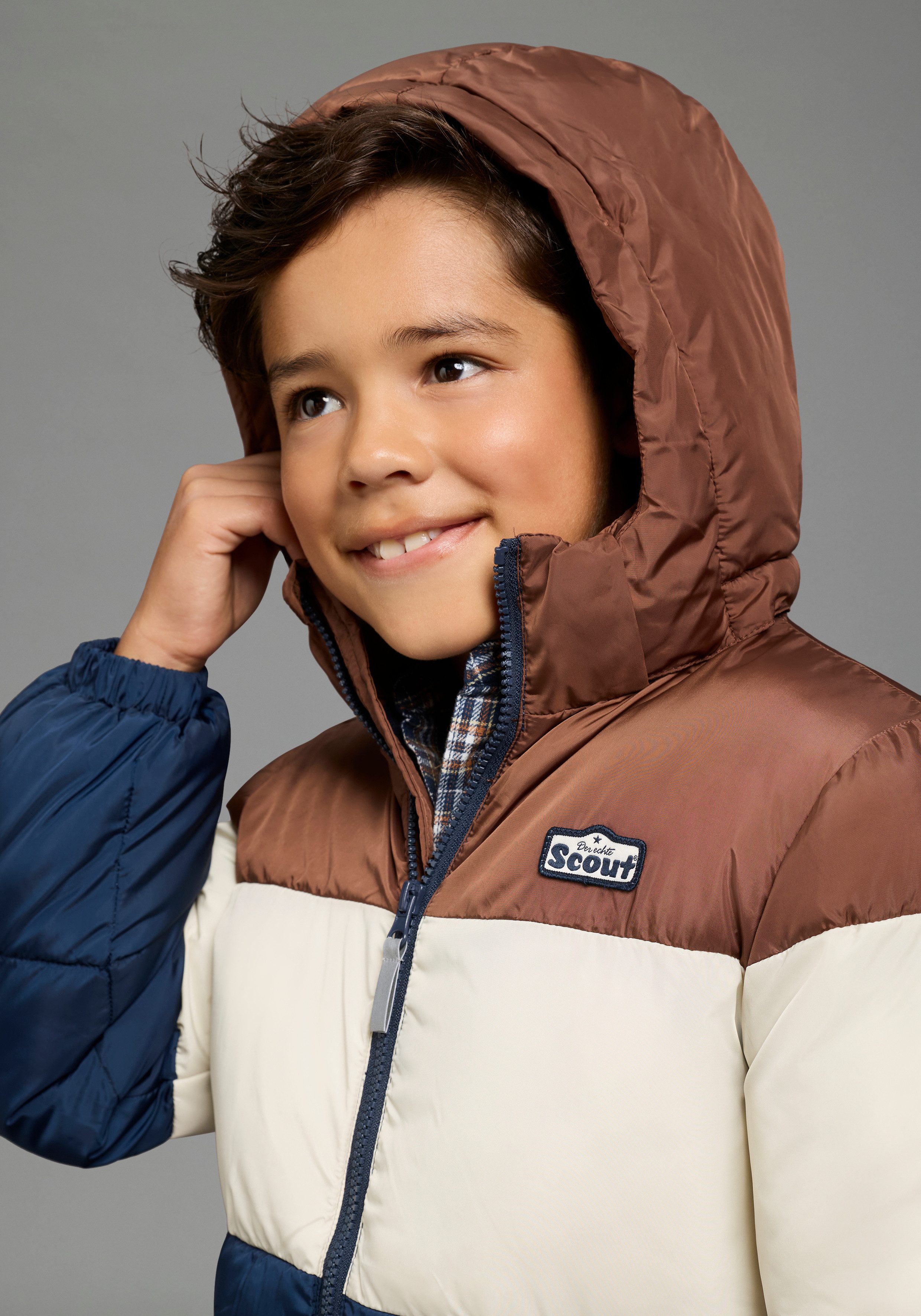 Scout Winterjacke Winterjacke Colorblocking - NEU von SCOUT mit Kapuze, abnehmbar, innen mit Fleece gefüttert
