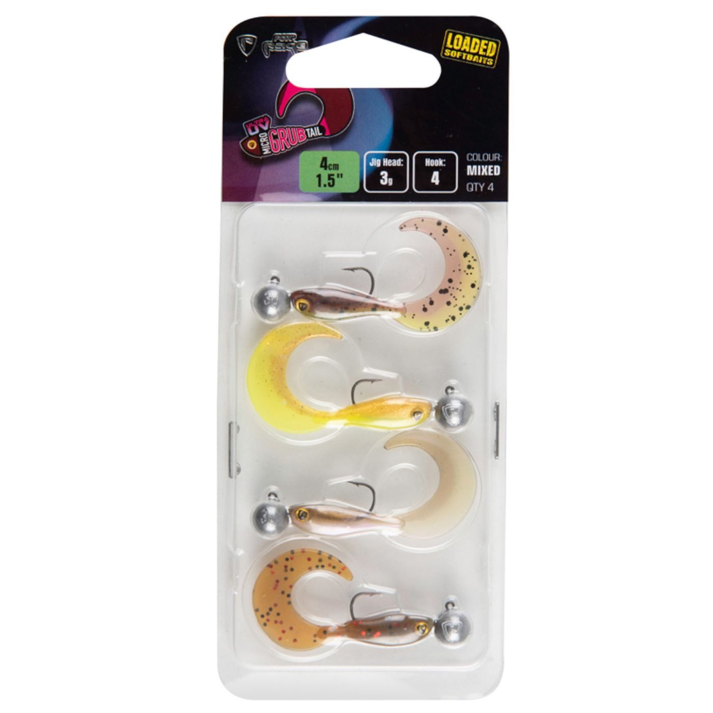 Fox Rage Kunstköder Fox Rage Micro Grub Tail Mixed UV Colour Pack 4cm 3g - 4 Gummiköder