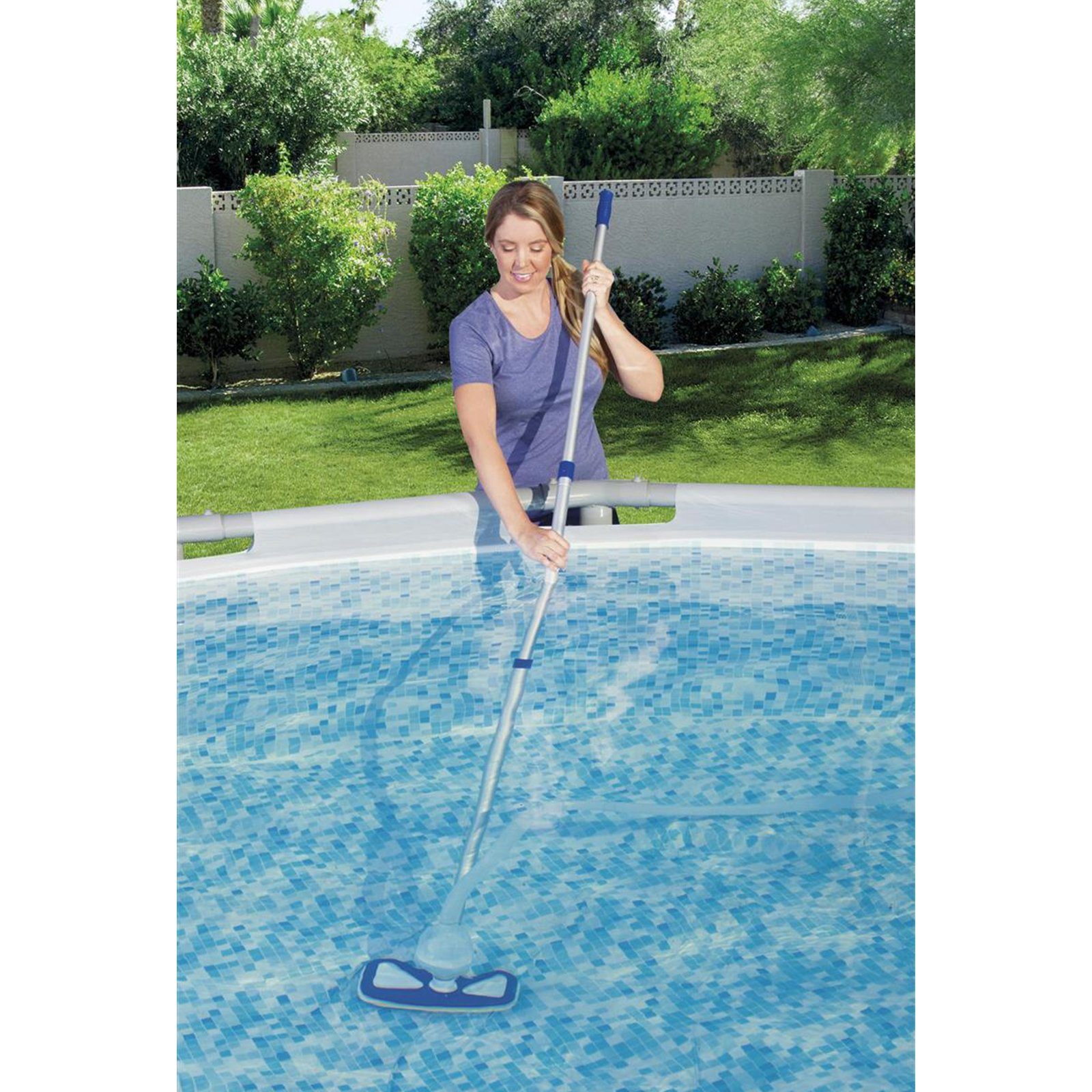 BESTWAY Kescher AquaClean Pool Reinigung Kit Poolsauger Teleskopstange 279cm (BESTWAY), leichter Aluminium-Teleskopstiel für Kescher und Saugbürste