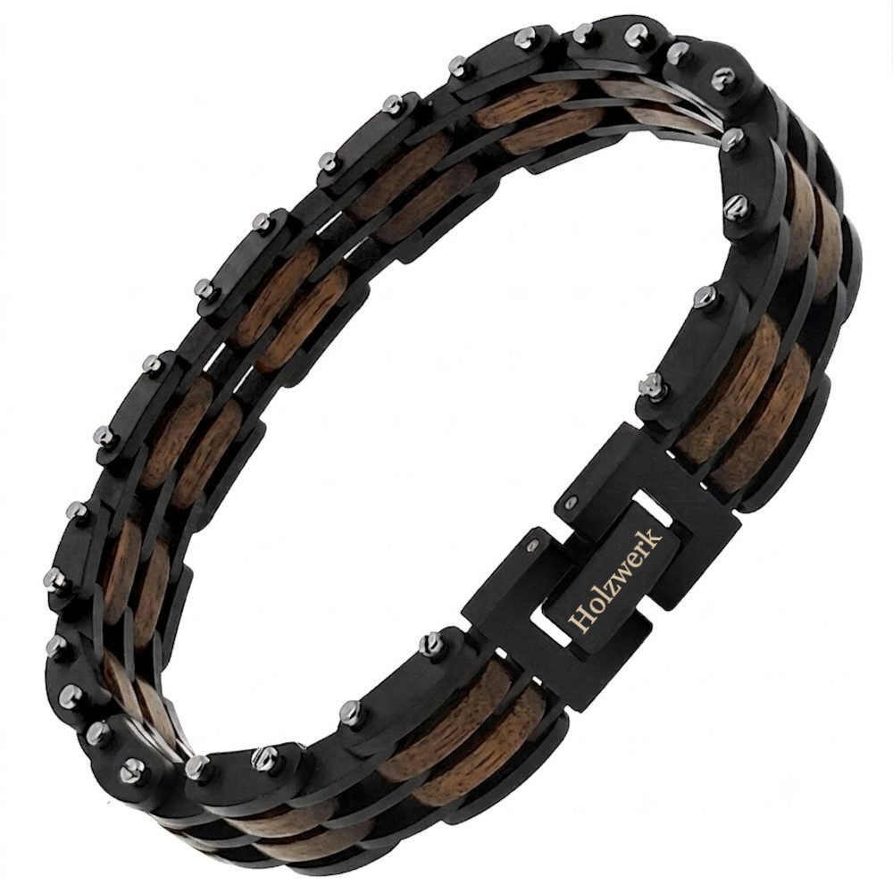 Holzwerk Edelstahlarmband Designer Holz Armband, Armkette Gliederarmband, inklusive Armbandkürzer, Holz Unikate, ideal auch als Geschenk