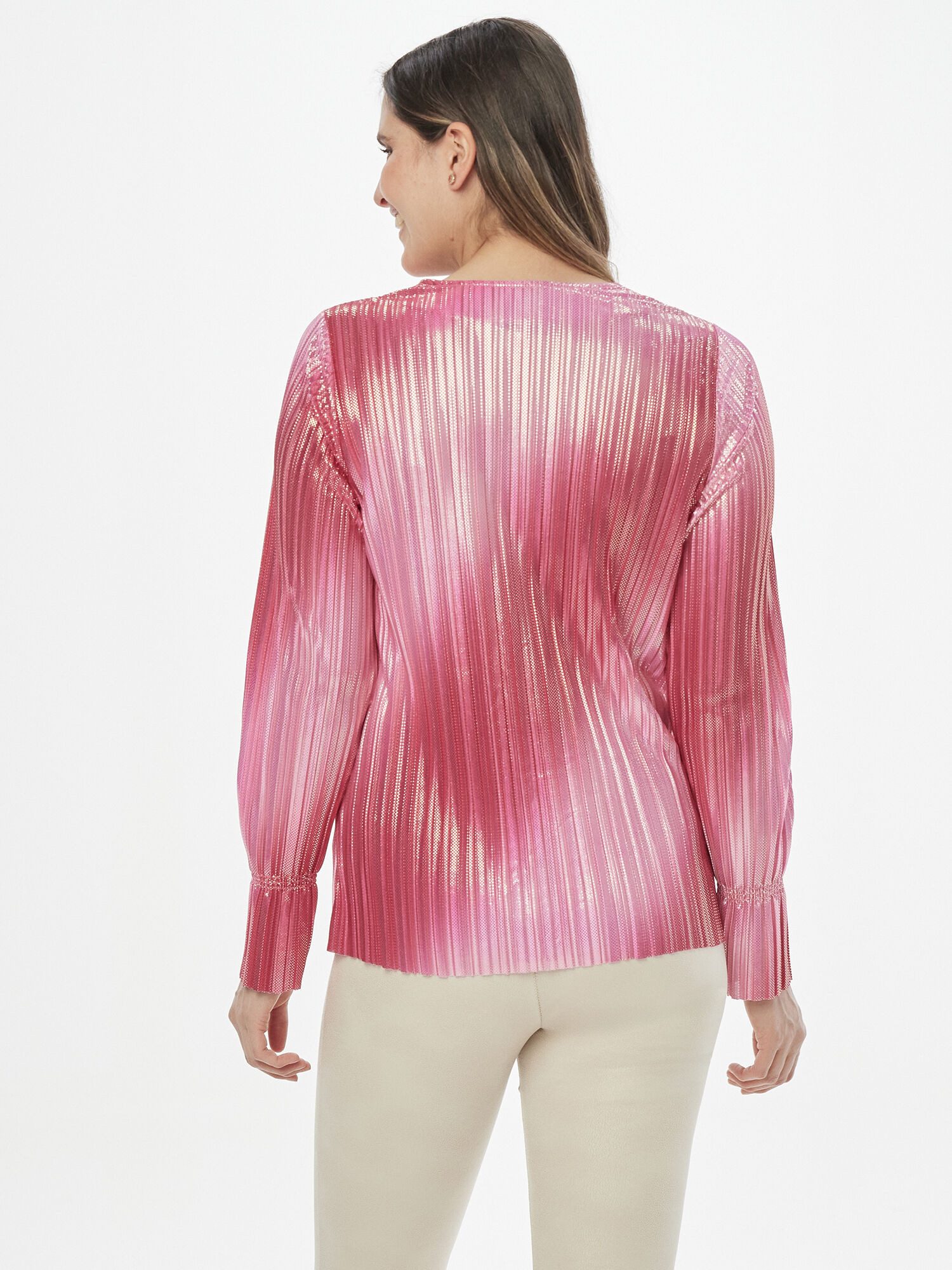 MONACO blue Langarmshirt Blusenshirt Figurumspielend in roségold foliert günstig online kaufen