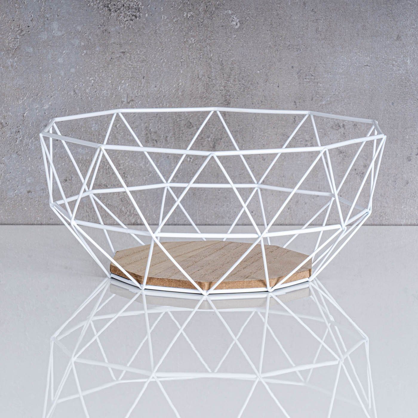 Levandeo® Dekoschale, Korb Weiß Metall 26x12cm Modern Holz Braun Schüssel S günstig online kaufen