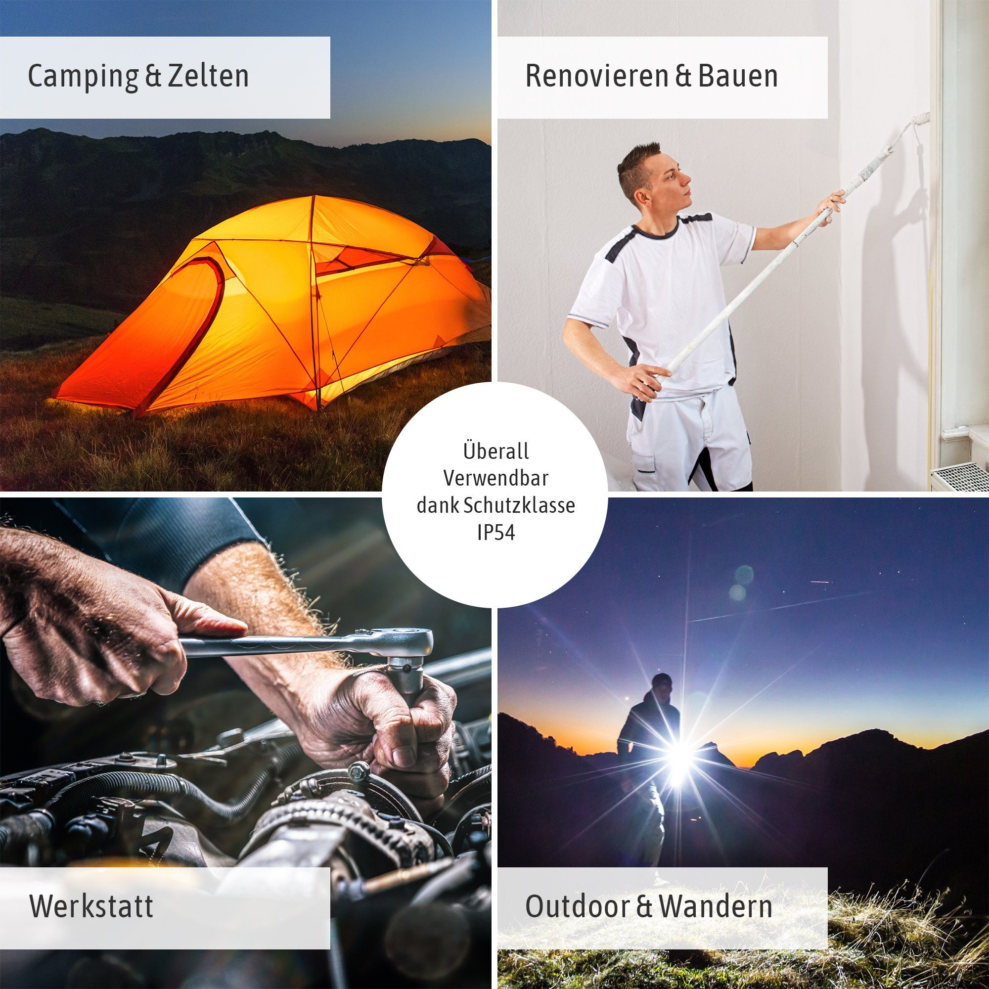 SSC-LUXon LED Gartenstrahler LED Akku Baustrahler 10W mit USB Powerbank - Arbeitsleuchte, Neutralweiß – Bild 3 von 5